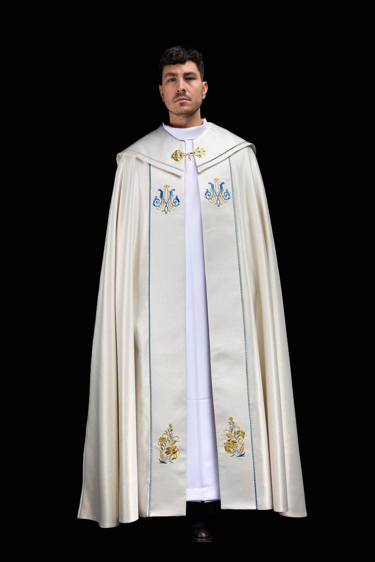 Kapa haftowana Maryjna Ecru - SZATYLITURGICZNE.PL