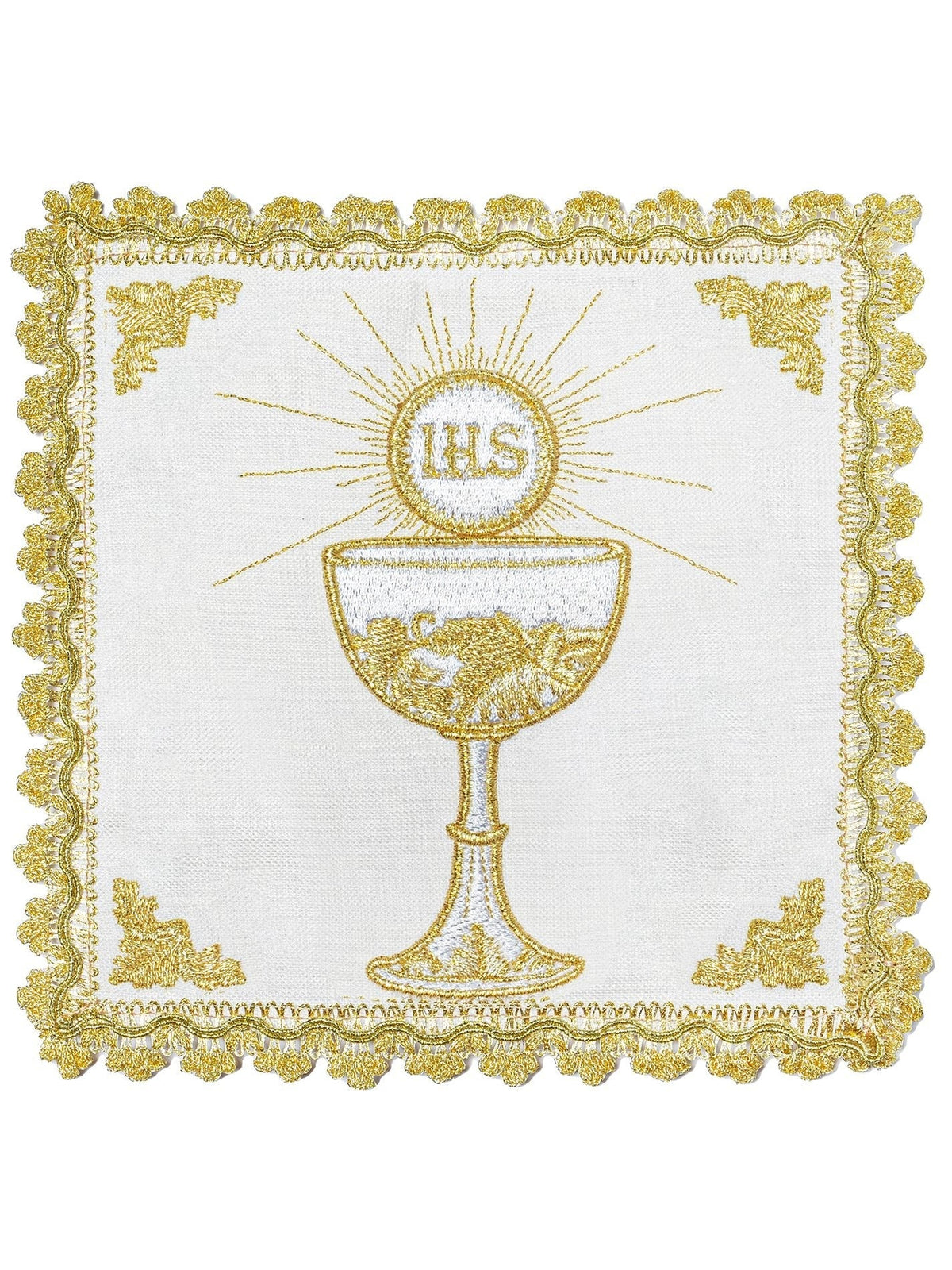 Komplet Kielichowy Lniany Złoty Kielich - 4 Elementy Eucharystyczne - SZATYLITURGICZNE.PL