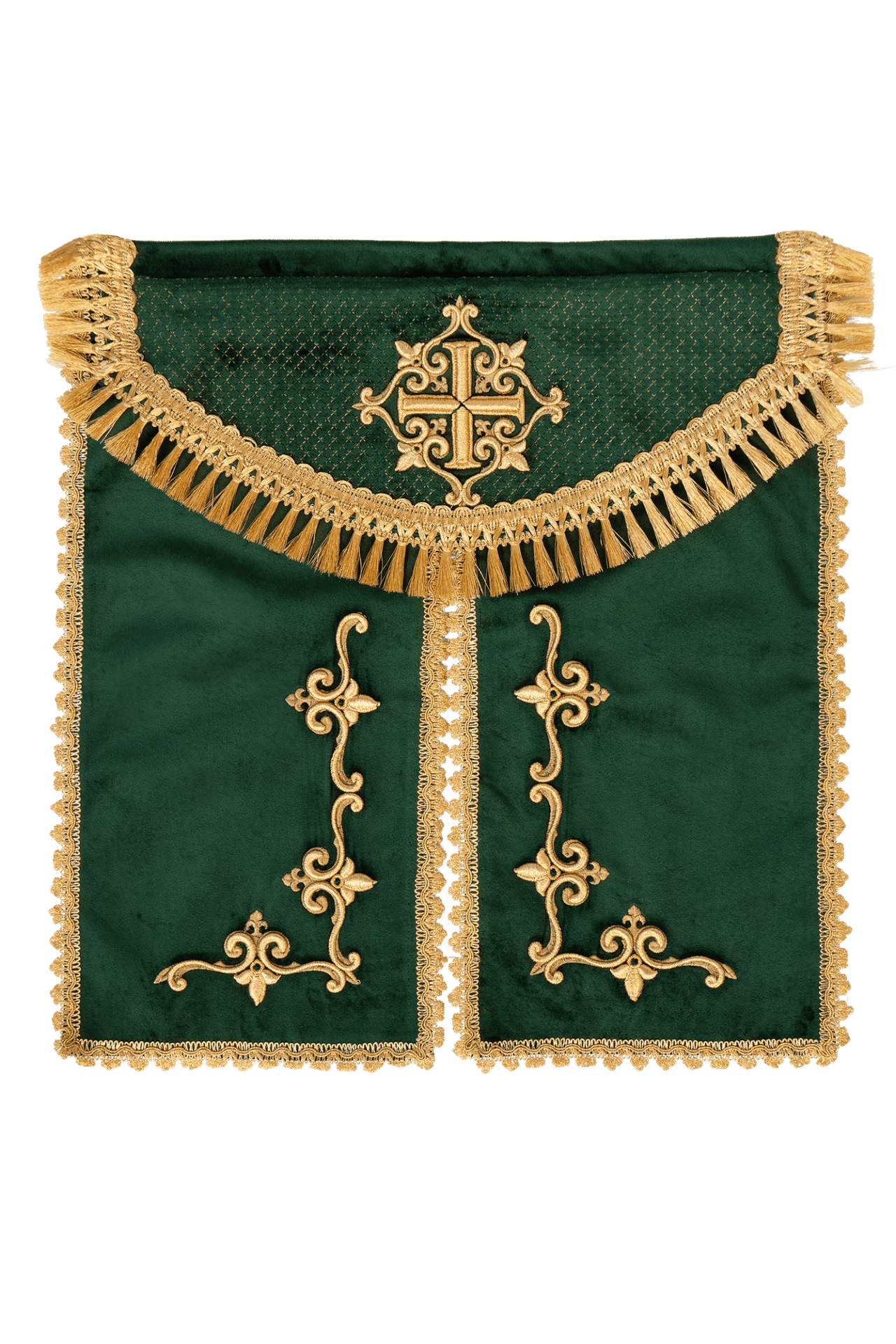Konopeum Aksamitne Zielone z Haftem Krzyża - Osłona Tabernakulum - SZATYLITURGICZNE.PL