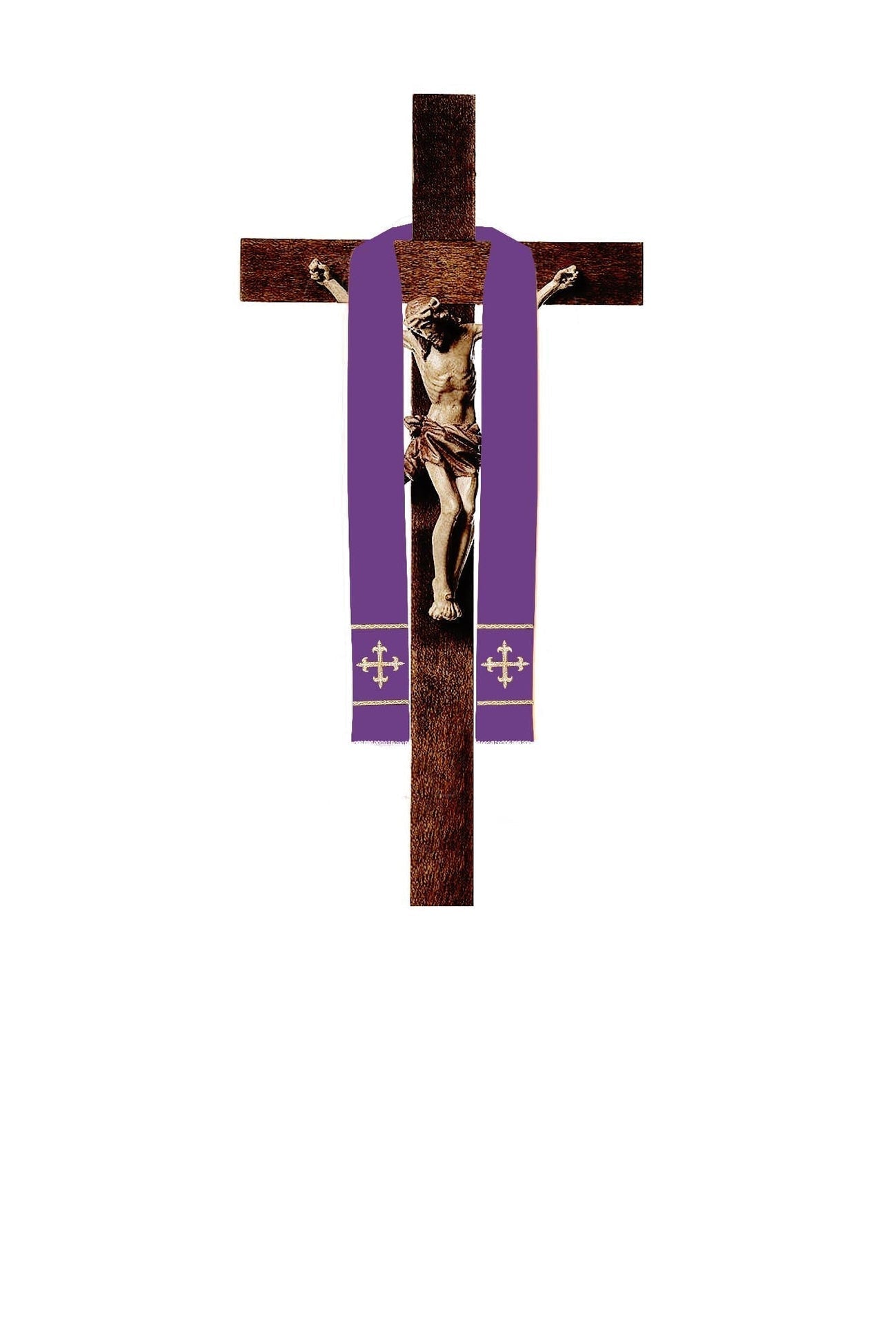Krótka Stuła na Krzyż z Haftem IHS - Szaty Liturgiczne - SZATYLITURGICZNE.PL