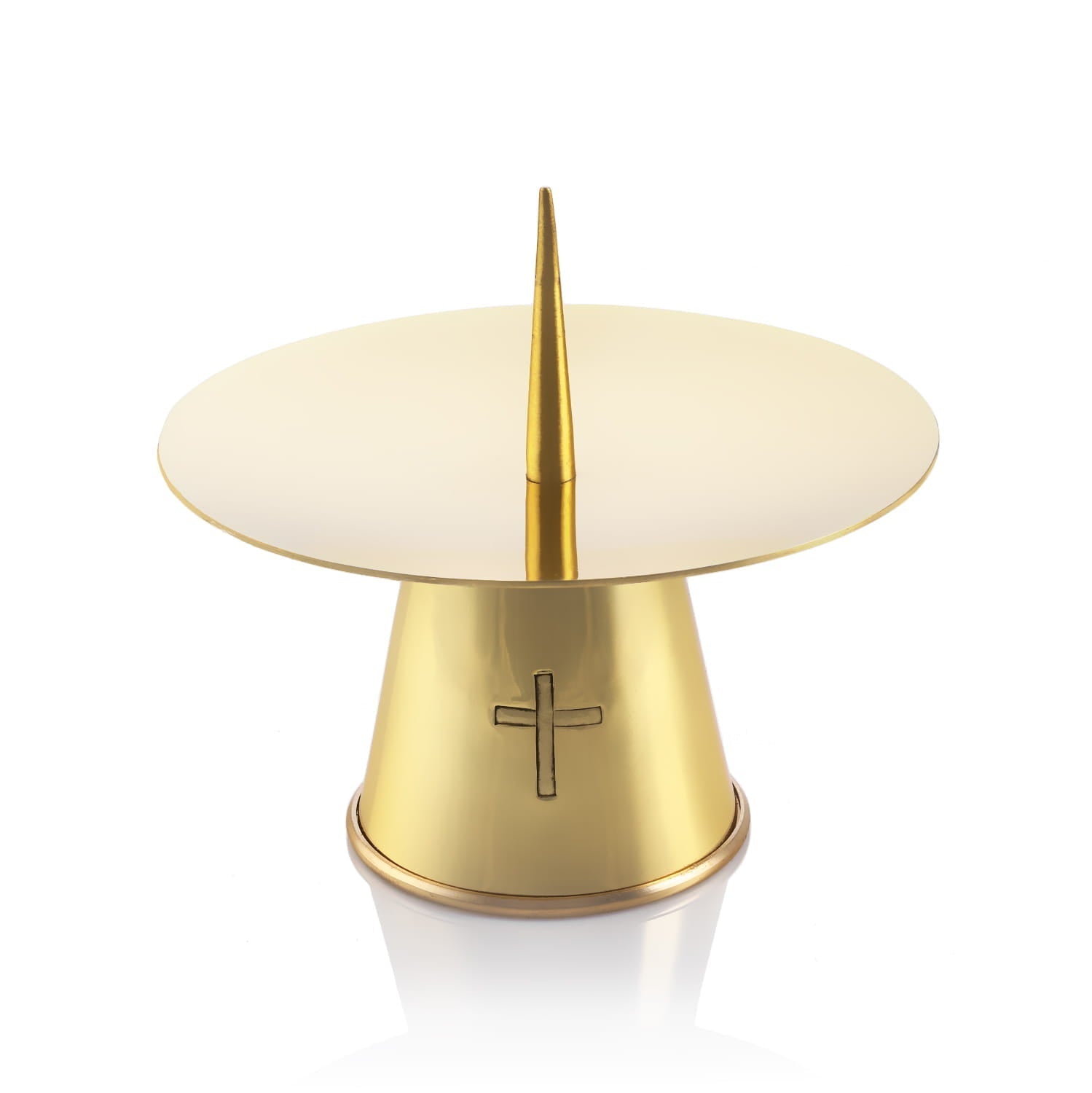 Lichtarz Mosiężny na Świecę - Minimalistyczny Złoty Design - SZATYLITURGICZNE.PL