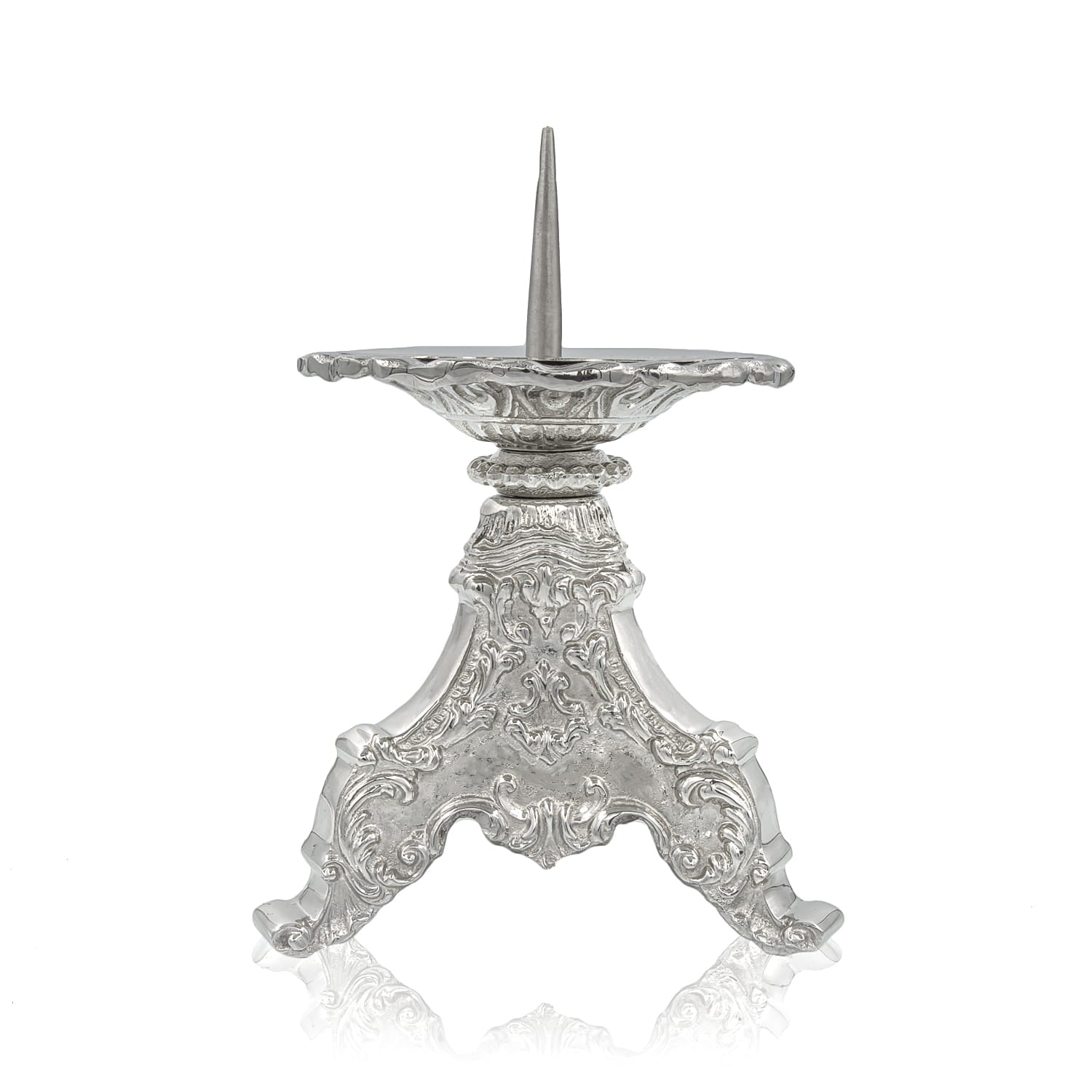 Lichtarz Mosiężny Niklowany 12 cm - Elegancki Świecznik Kościelny - SZATYLITURGICZNE.PL