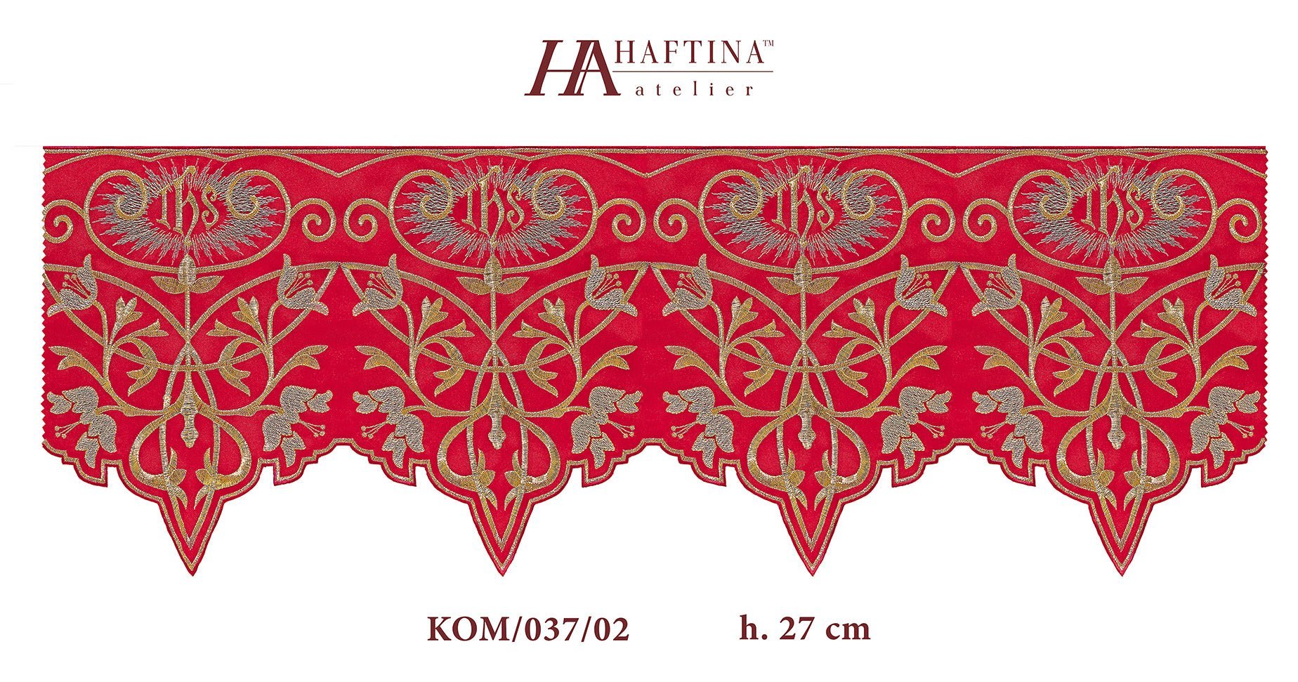 Metraż z monogramem IHS w kolorze czerwonym - SZATYLITURGICZNE.PL
