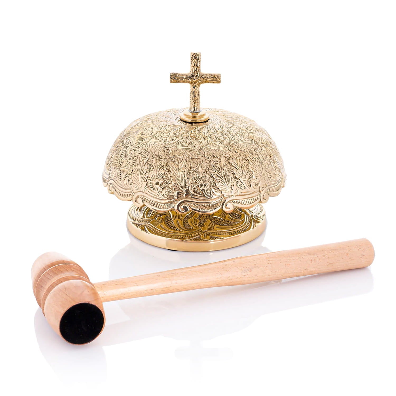 Mosiężny Gong Ścienny - Średnica 19 cm, Zestaw z Młotkiem - SZATYLITURGICZNE.PL