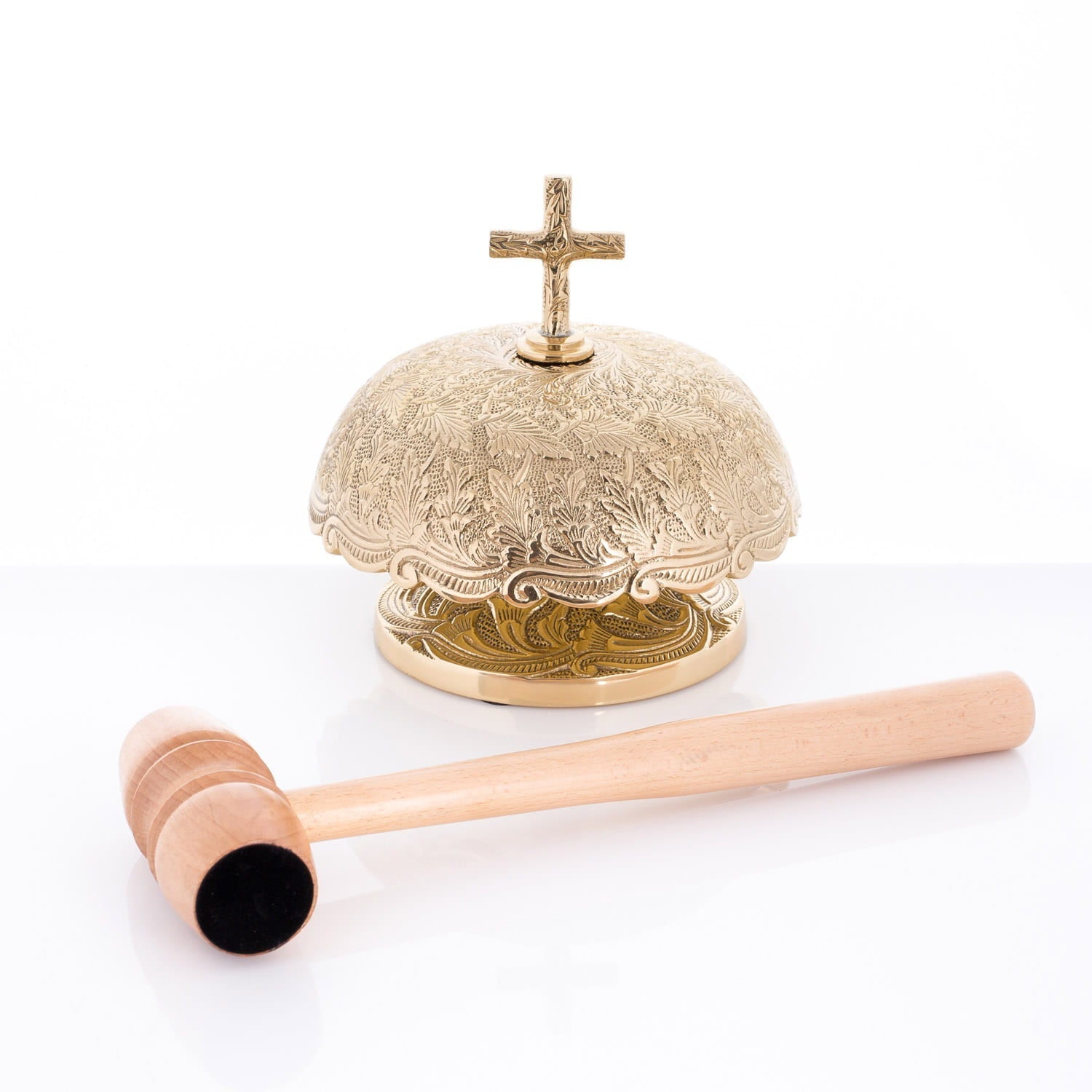 Mosiężny Gong Ścienny - Średnica 19 cm, Zestaw z Młotkiem - SZATYLITURGICZNE.PL