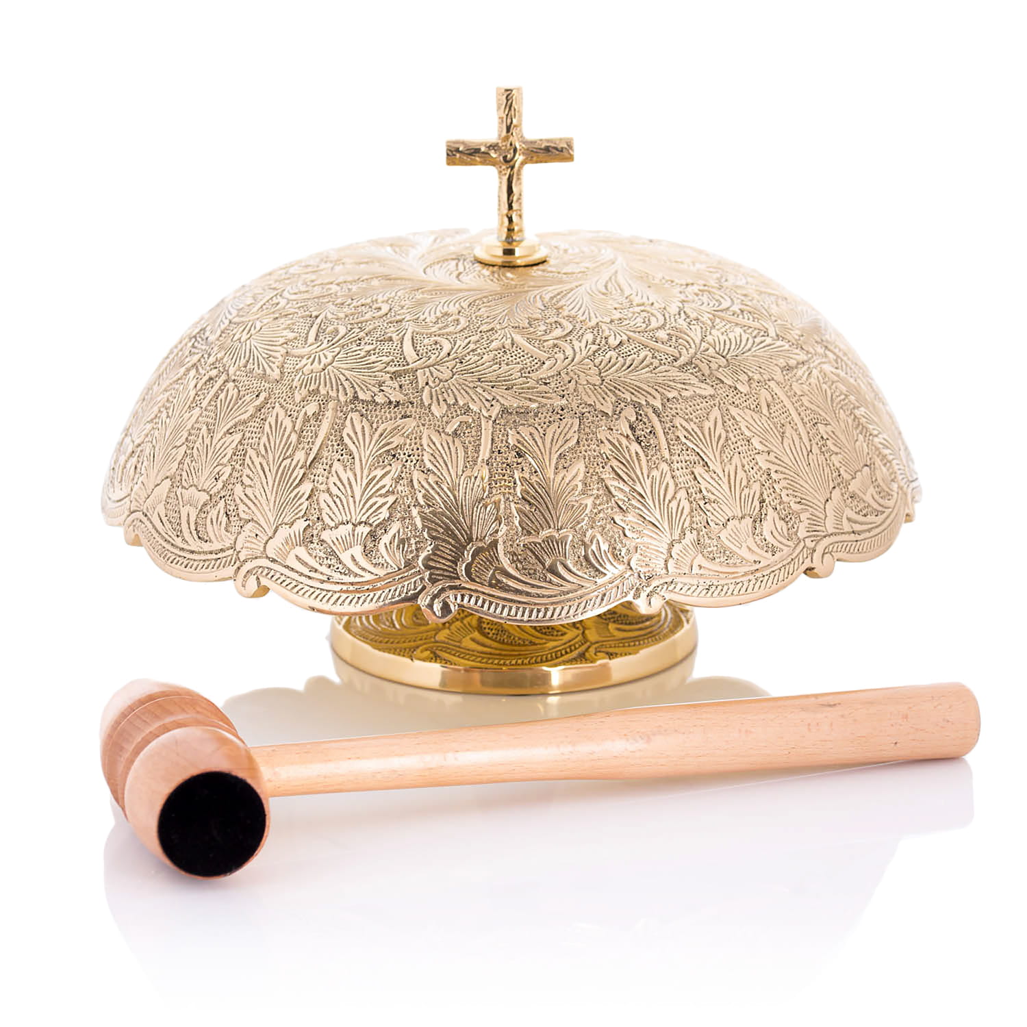 Mosiężny Gong Ścienny z Młotkiem - Odlew Mosiężny 32cm - SZATYLITURGICZNE.PL