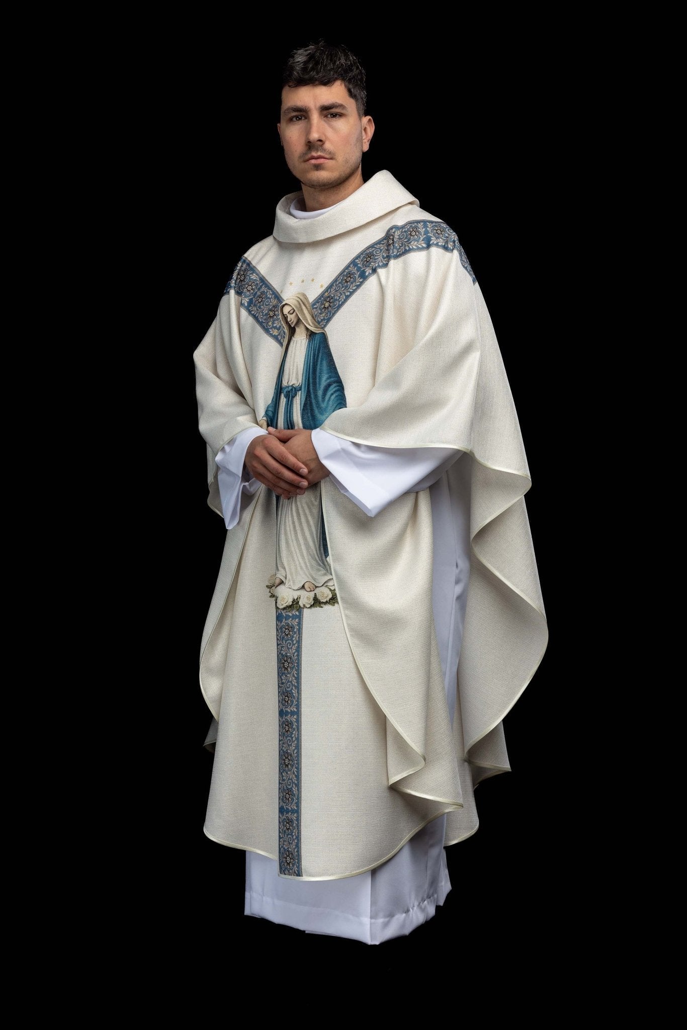 Ornat drukowany z wizerunkiem Matki Bożej Niepokalanej - SZATYLITURGICZNE.PL