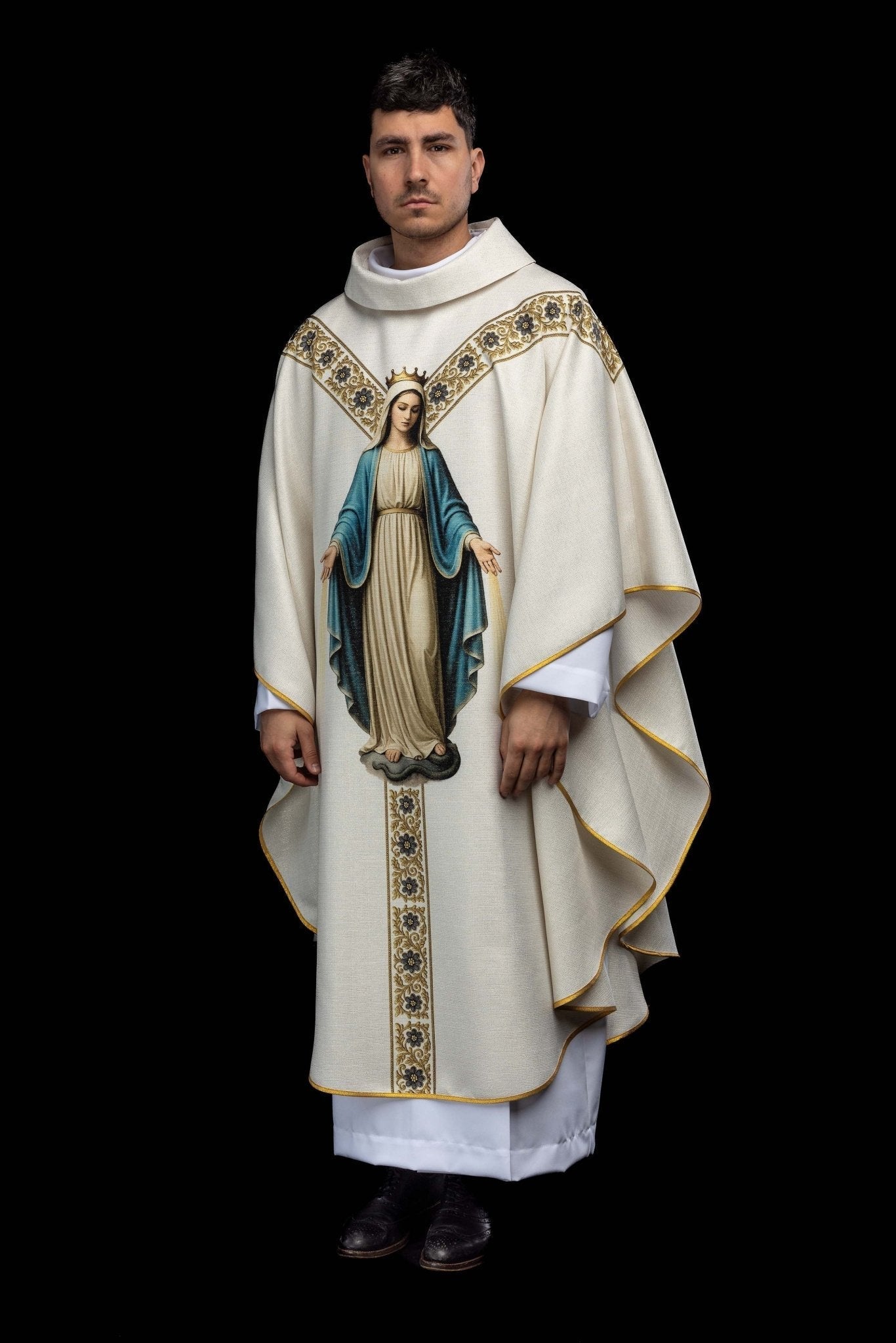 Ornat drukowany z wizerunkiem Matki Bożej Niepokalanej - SZATYLITURGICZNE.PL