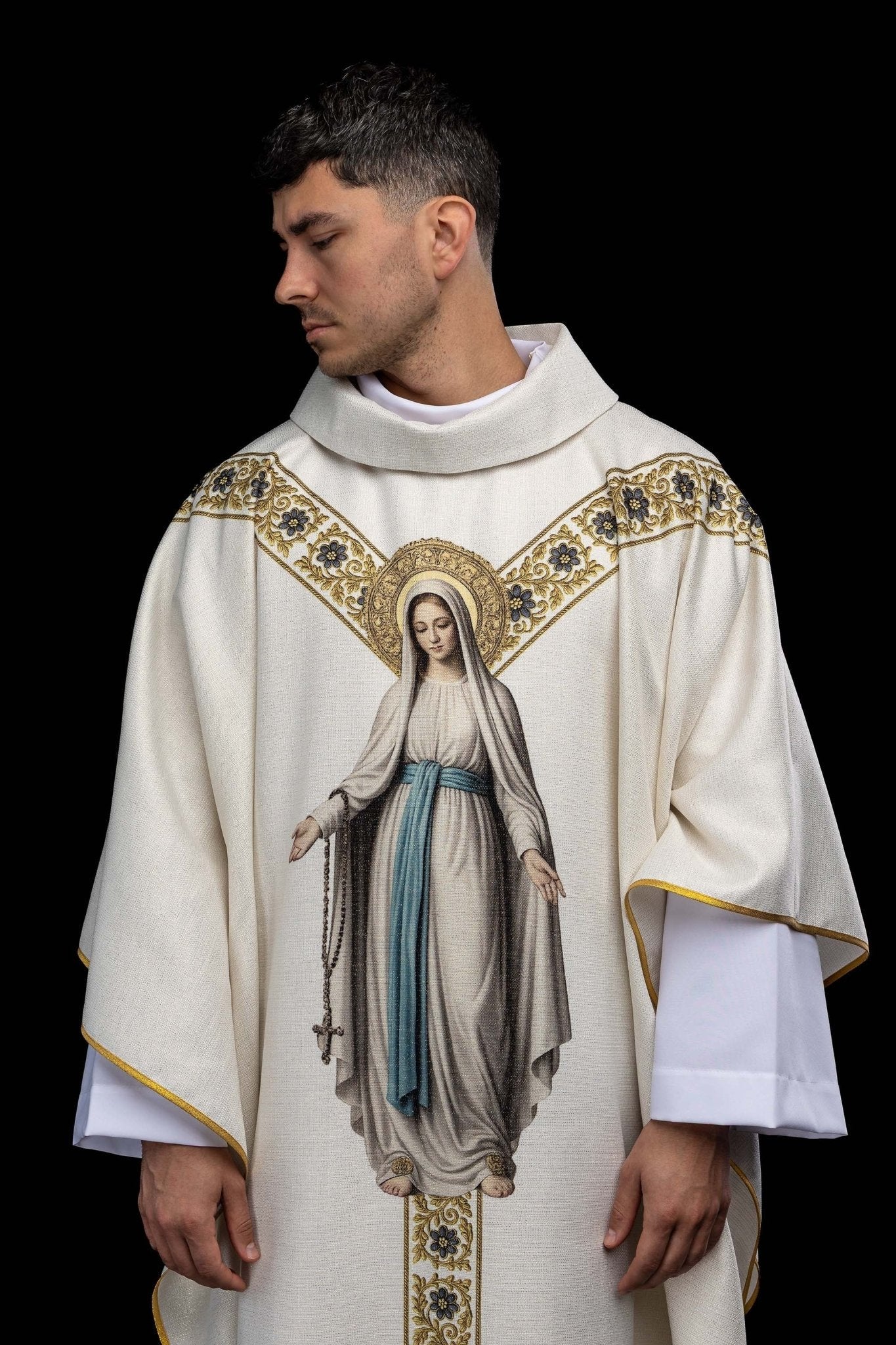 Ornat drukowany z wizerunkiem Matki Bożej z Lourdes - SZATYLITURGICZNE.PL