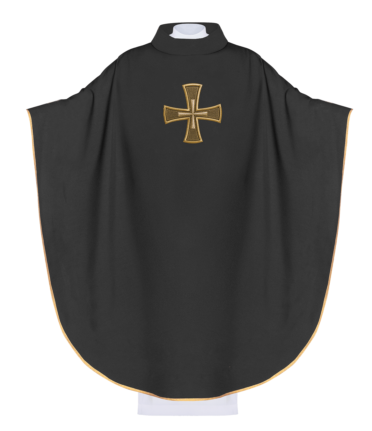Ornat Liturgiczny Czarny IHS Haftowany Złotą Nicią - SZATYLITURGICZNE.PL