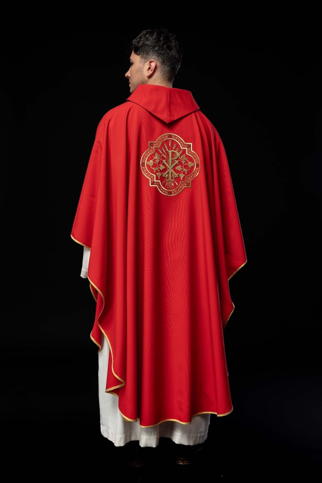 Ornat Liturgiczny Czerwony IHS PAX - Haft Komputerowy, Stuła - SZATYLITURGICZNE.PL