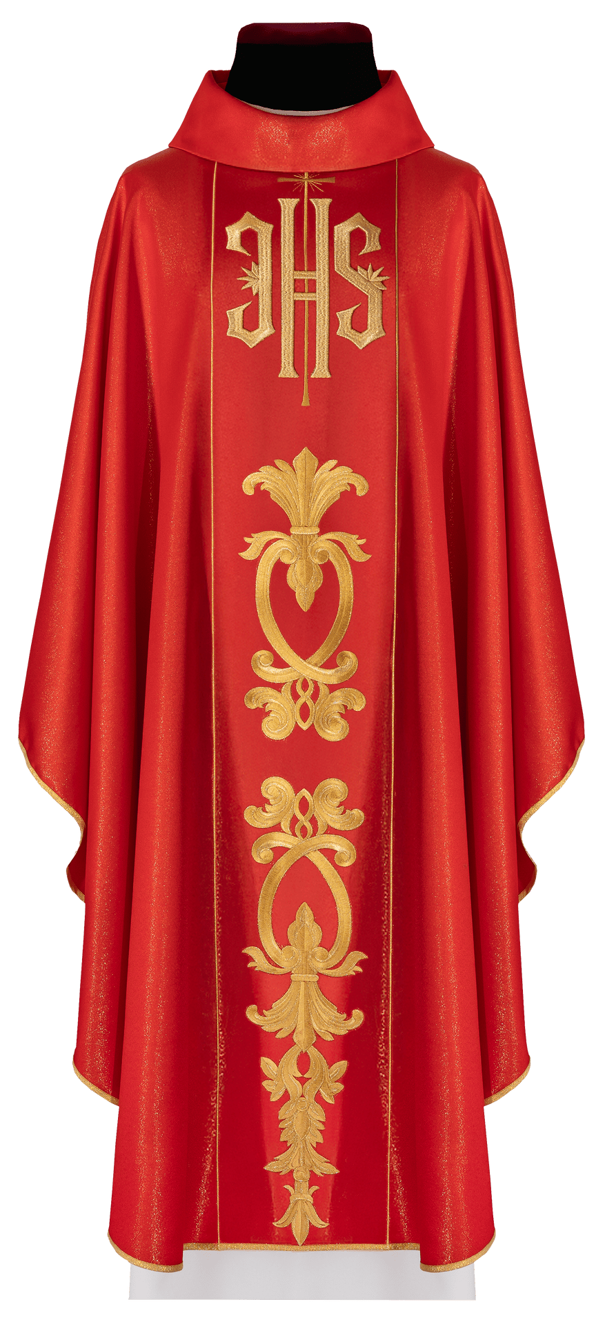 Ornat Liturgiczny Czerwony IHS Złoty Haft - Polska Produkcja - SZATYLITURGICZNE.PL