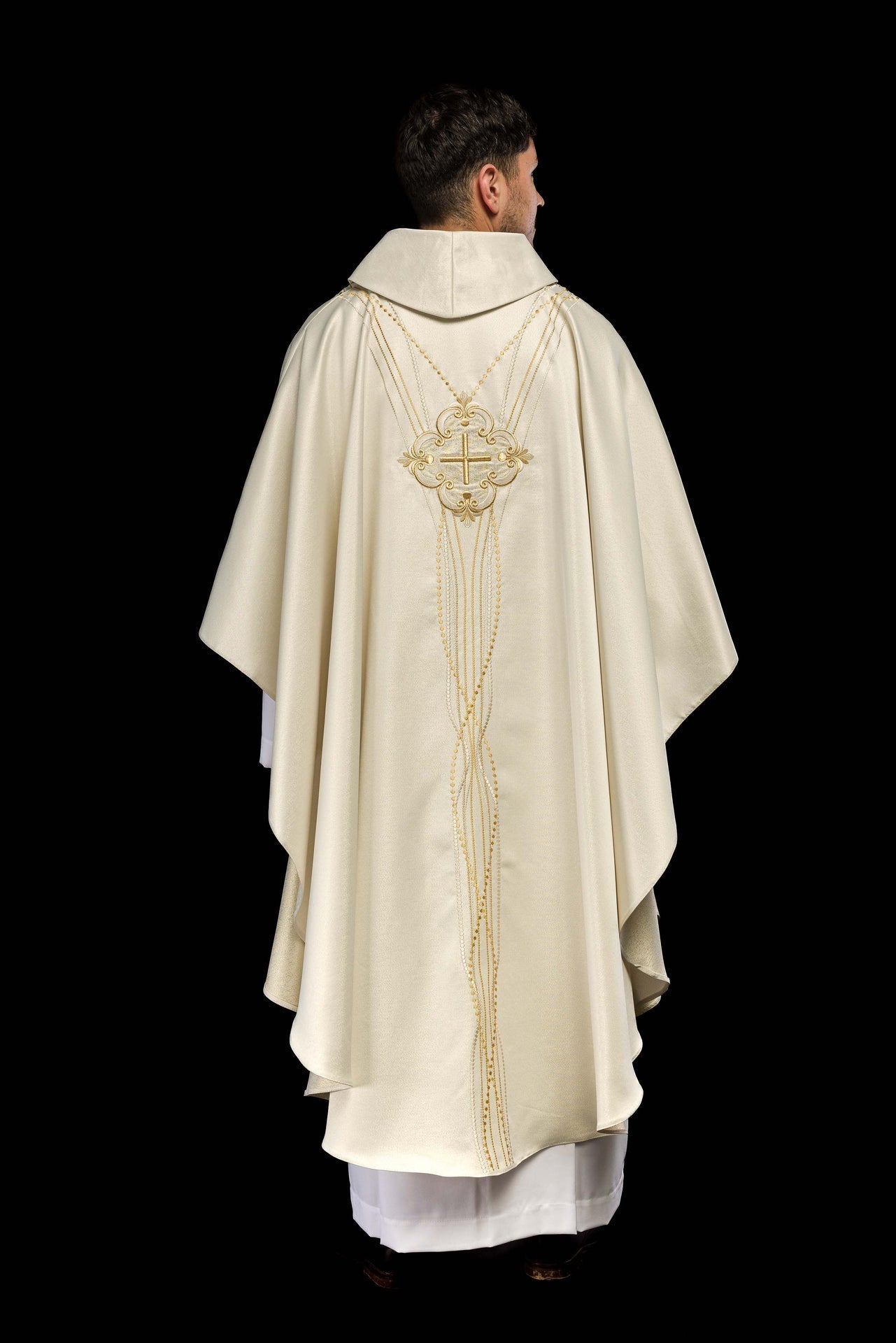 Ornat Liturgiczny Ecru Różaniec Błyszczący - Edycja Limitowana - SZATYLITURGICZNE.PL