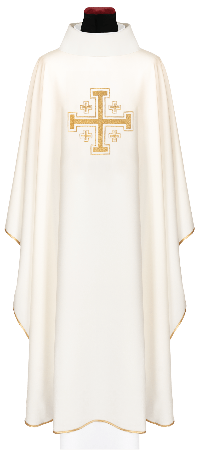Ornat Liturgiczny Ecru z Haftowanym Złotym Krzyżem - Polski Produkt - SZATYLITURGICZNE.PL