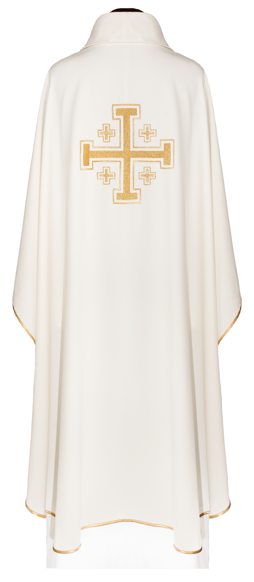 Ornat Liturgiczny Ecru z Haftowanym Złotym Krzyżem - Polski Produkt - SZATYLITURGICZNE.PL