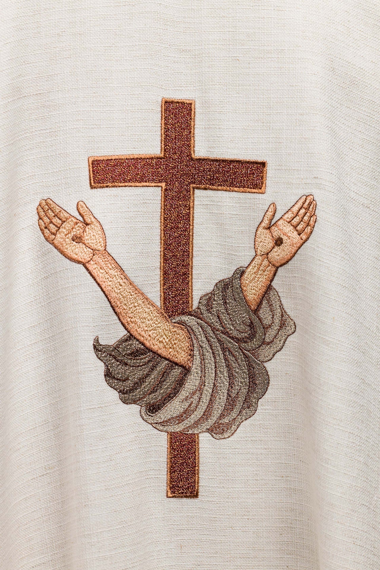 Ornat Liturgiczny Kremowy z Haftem Św. Franciszka - Franciszkański - SZATYLITURGICZNE.PL