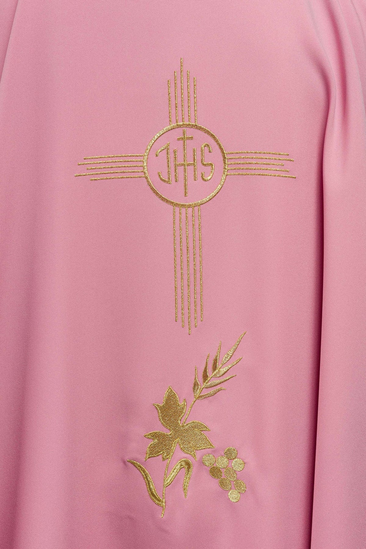 Ornat Liturgiczny Różowy IHS Haft Złotą Nicią z Stułą - SZATYLITURGICZNE.PL
