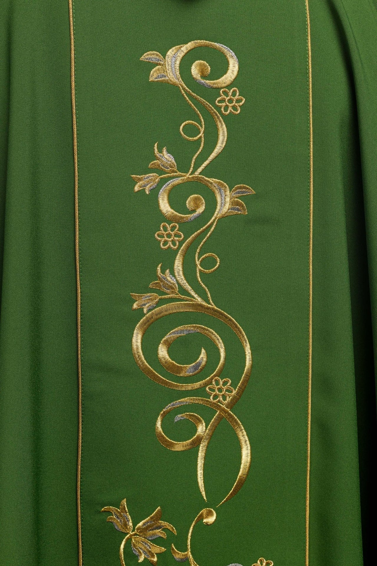 Ornat Liturgiczny Zielony IHS Złoty Haft - Polska Produkcja - SZATYLITURGICZNE.PL
