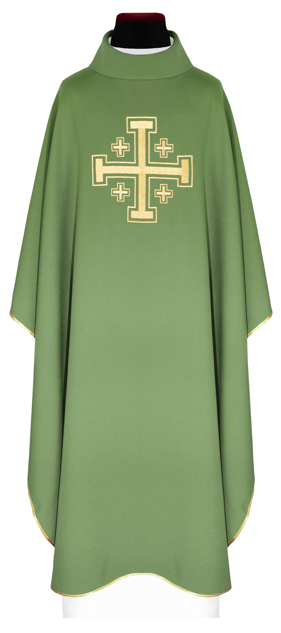 Ornat Liturgiczny Zielony z Haftowanym Krzyżem Eucharystycznym - SZATYLITURGICZNE.PL