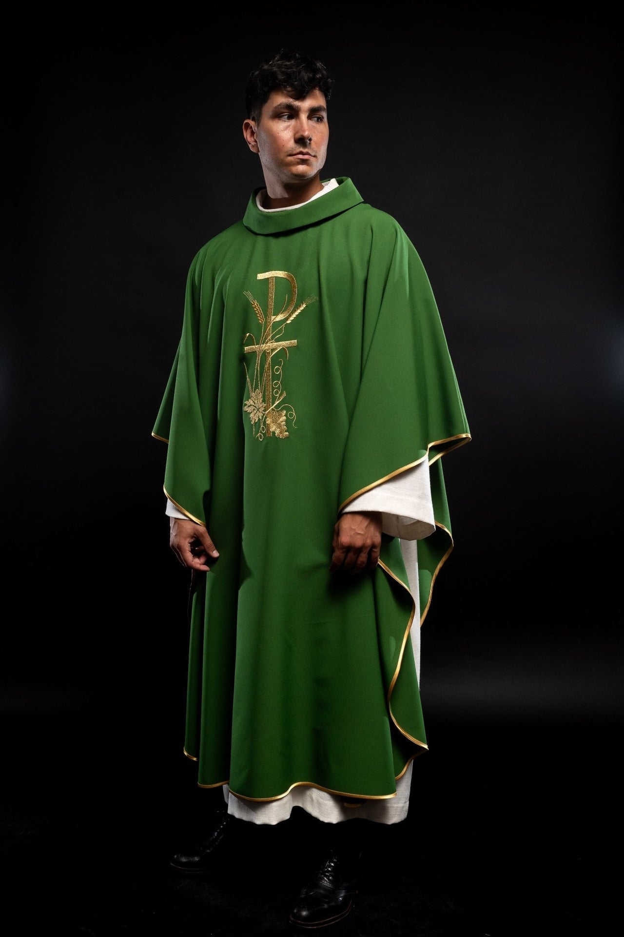 Ornat Liturgiczny Zielony Złoty Krzyż PAX - Polski Producent - SZATYLITURGICZNE.PL