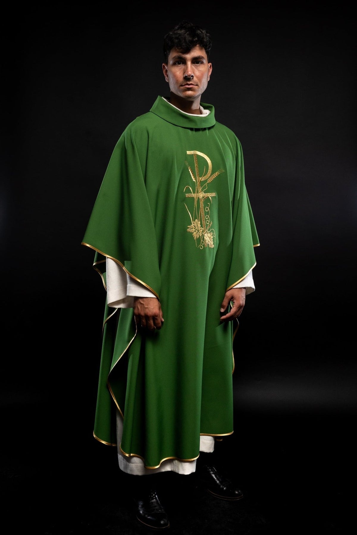 Ornat Liturgiczny Zielony Złoty Krzyż PAX - Polski Producent - SZATYLITURGICZNE.PL
