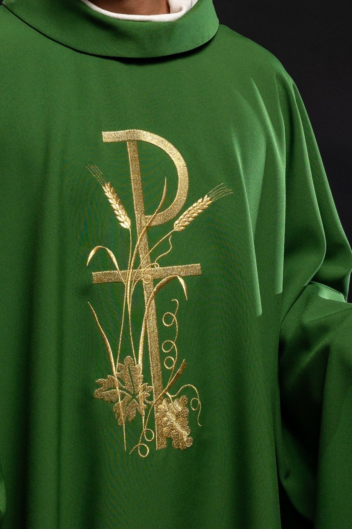 Ornat Liturgiczny Zielony Złoty Krzyż PAX - Polski Producent - SZATYLITURGICZNE.PL