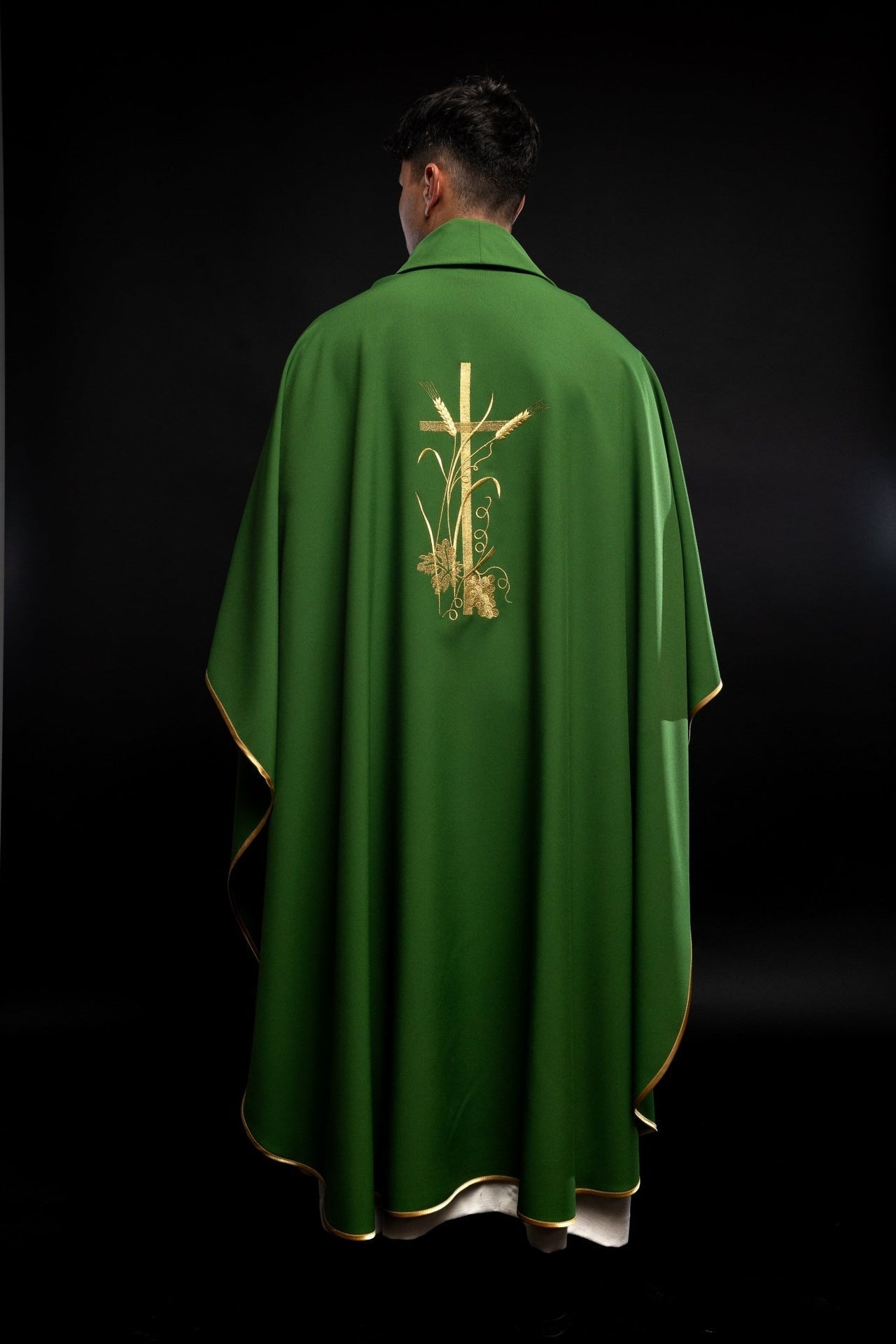 Ornat Liturgiczny Zielony Złoty Krzyż PAX - Polski Producent - SZATYLITURGICZNE.PL