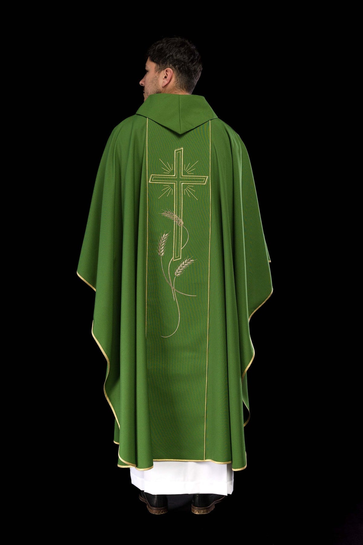 Ornat Liturgiczny Zielony Złoty Pas Krzyż IHS - Polski Producent - SZATYLITURGICZNE.PL