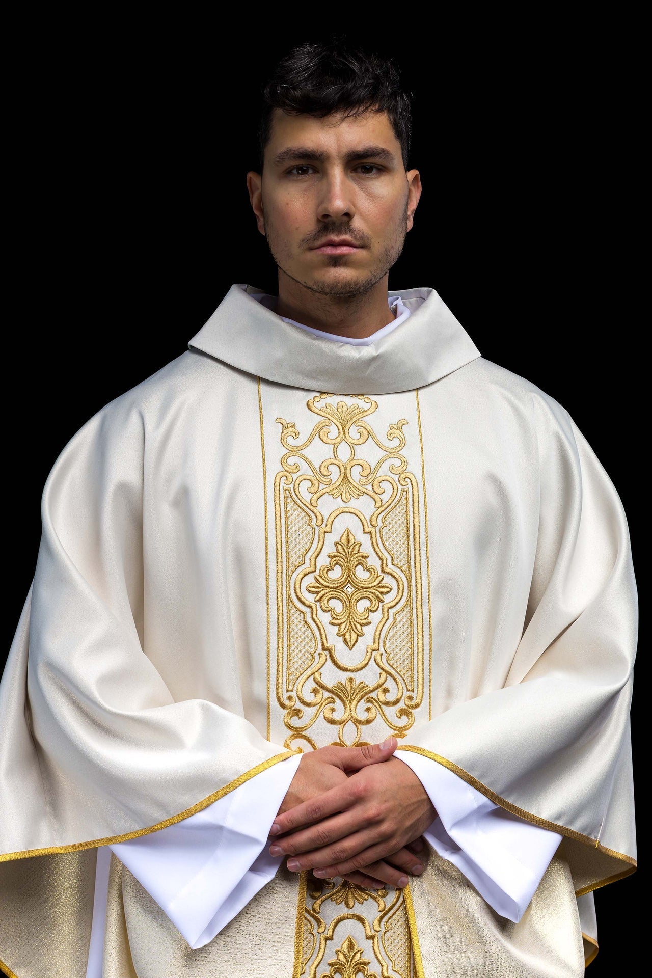 Ornat liturgiczny złoty haft eucharystyczny z połyskiem - SZATYLITURGICZNE.PL