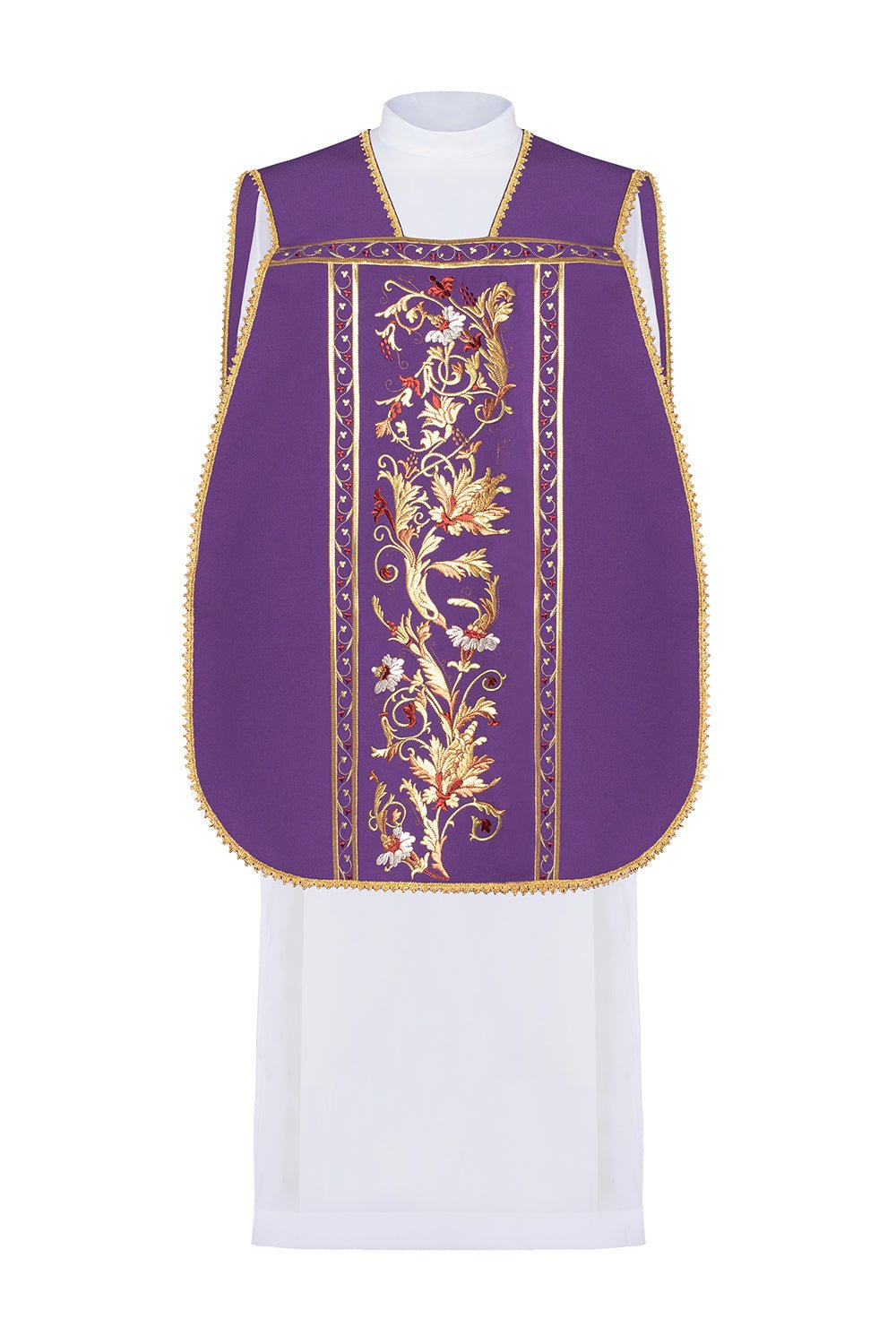 Ornat Rzymski Fioletowy z Haftem Kielicha Eucharystycznego - SZATYLITURGICZNE.PL