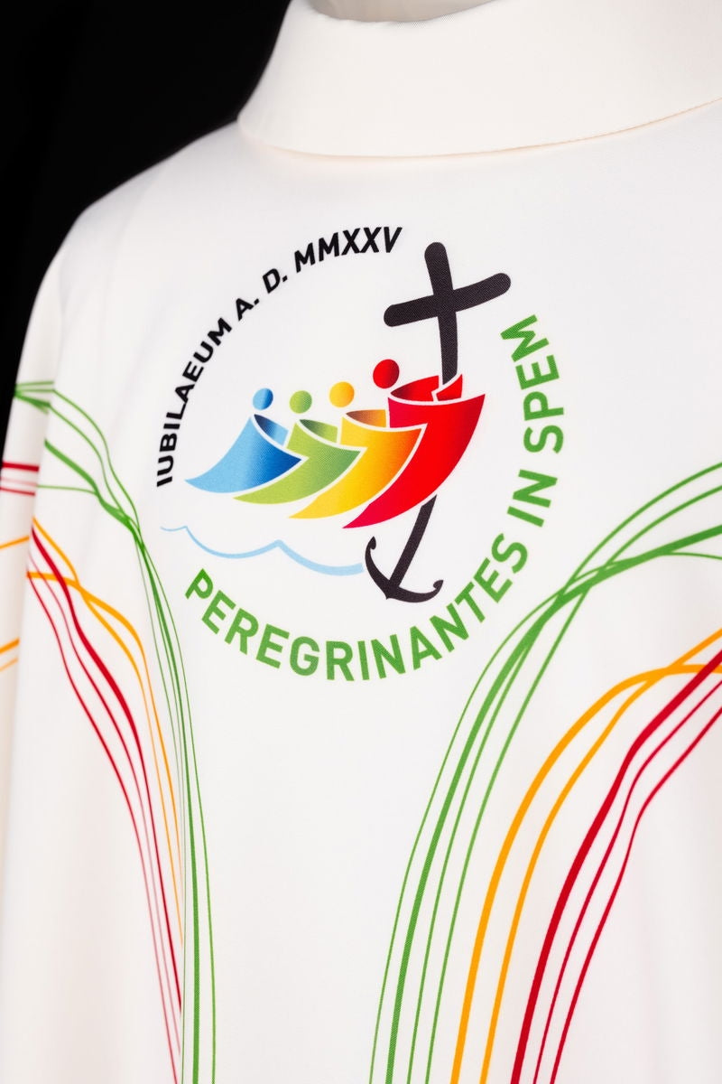 Ornat liturgiczny ecru z logo Jubileusz Rzym 2025