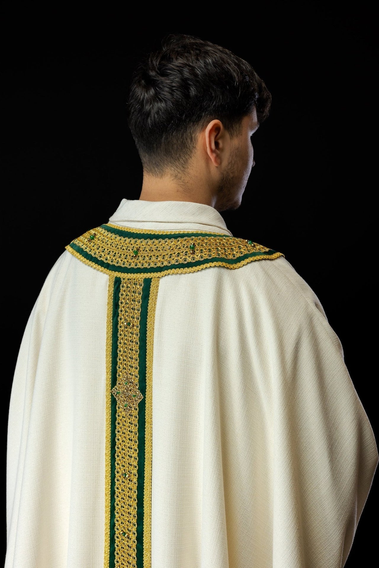 Ręcznie robiony Ornat Liturgiczny z Kamieniami Naturalnymi - Handmade 7001 - SZATYLITURGICZNE.PL