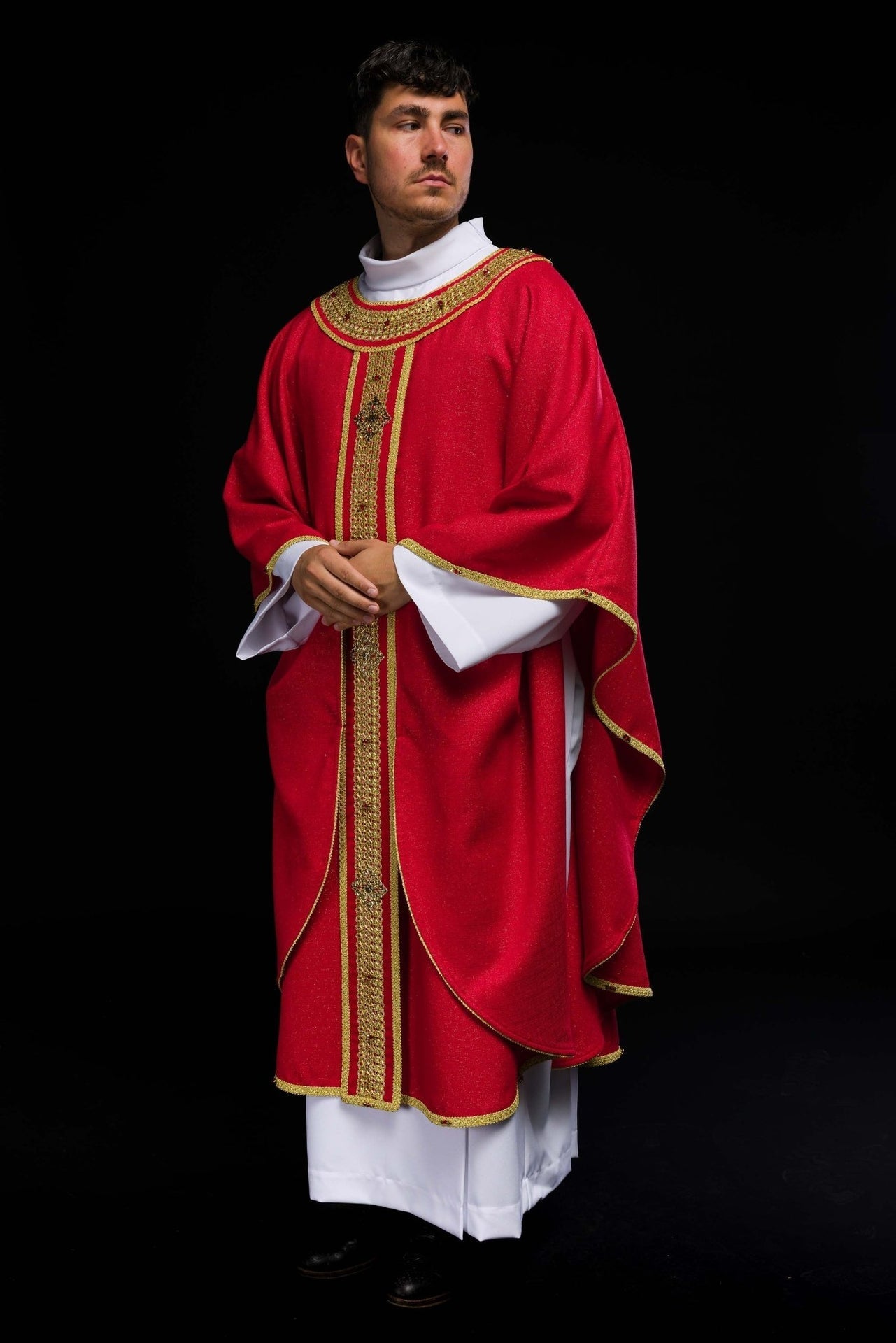 Ręcznie Robiony Ornat z Kamieniami Naturalnymi - Handmade 7001 - SZATYLITURGICZNE.PL