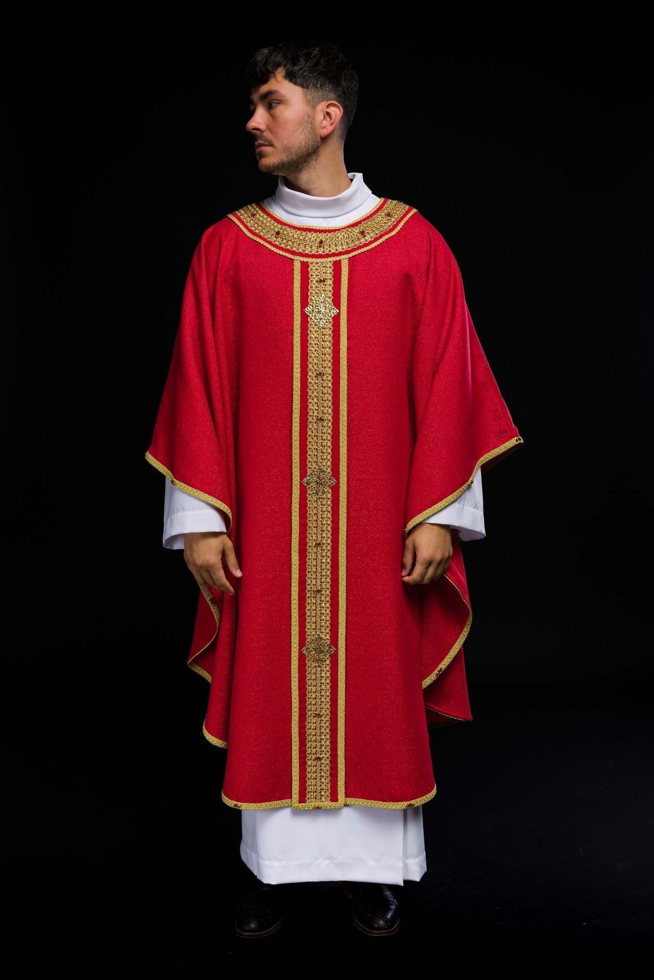 Ręcznie Robiony Ornat z Kamieniami Naturalnymi - Handmade 7001 - SZATYLITURGICZNE.PL