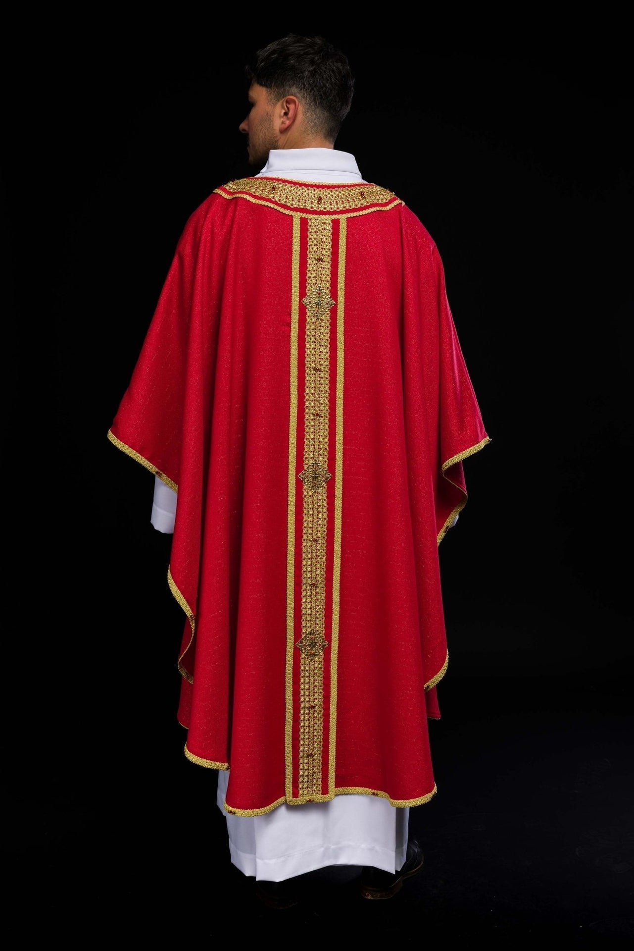 Ręcznie Robiony Ornat z Kamieniami Naturalnymi - Handmade 7001 - SZATYLITURGICZNE.PL