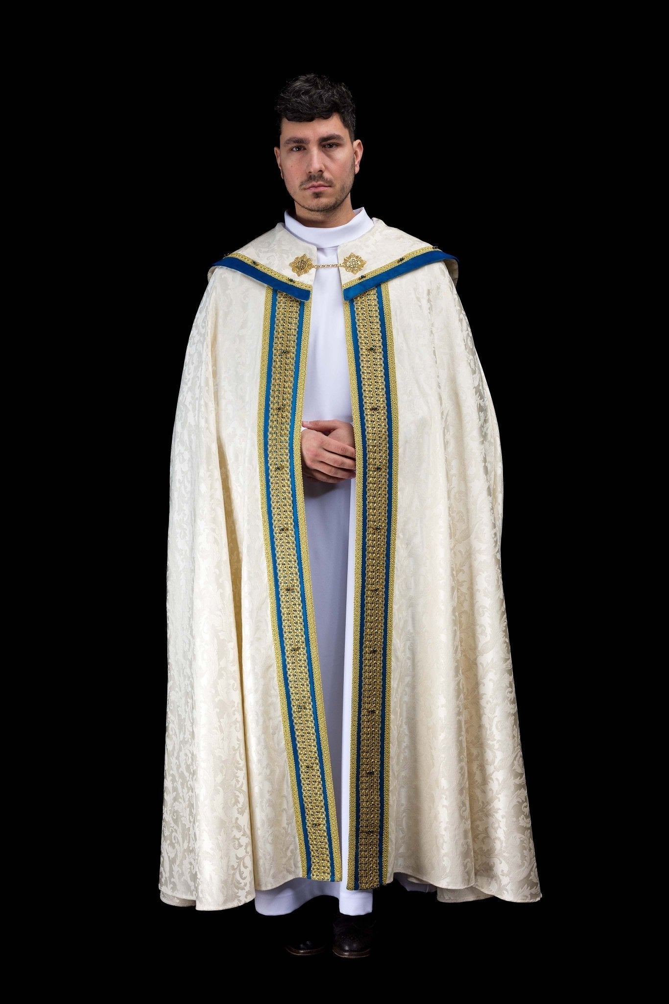Ręcznie wykonana kapa maryjna z naturalnymi kamieniami Handmade 3006 - SZATYLITURGICZNE.PL