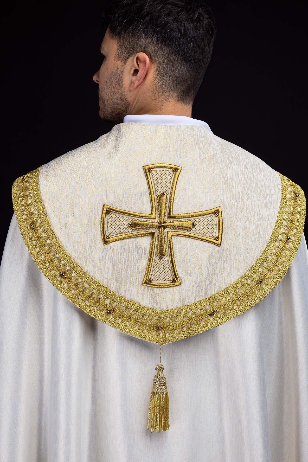 Ręcznie wykonana kapa z naturalnymi kamieniami Handmade 3018 - SZATYLITURGICZNE.PL