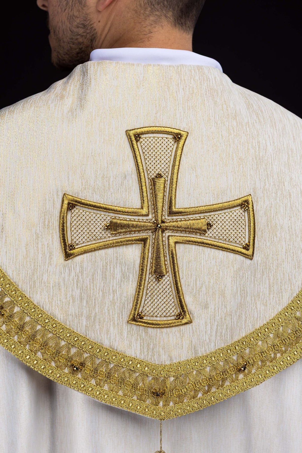 Ręcznie wykonana kapa z naturalnymi kamieniami Handmade 3018 - SZATYLITURGICZNE.PL