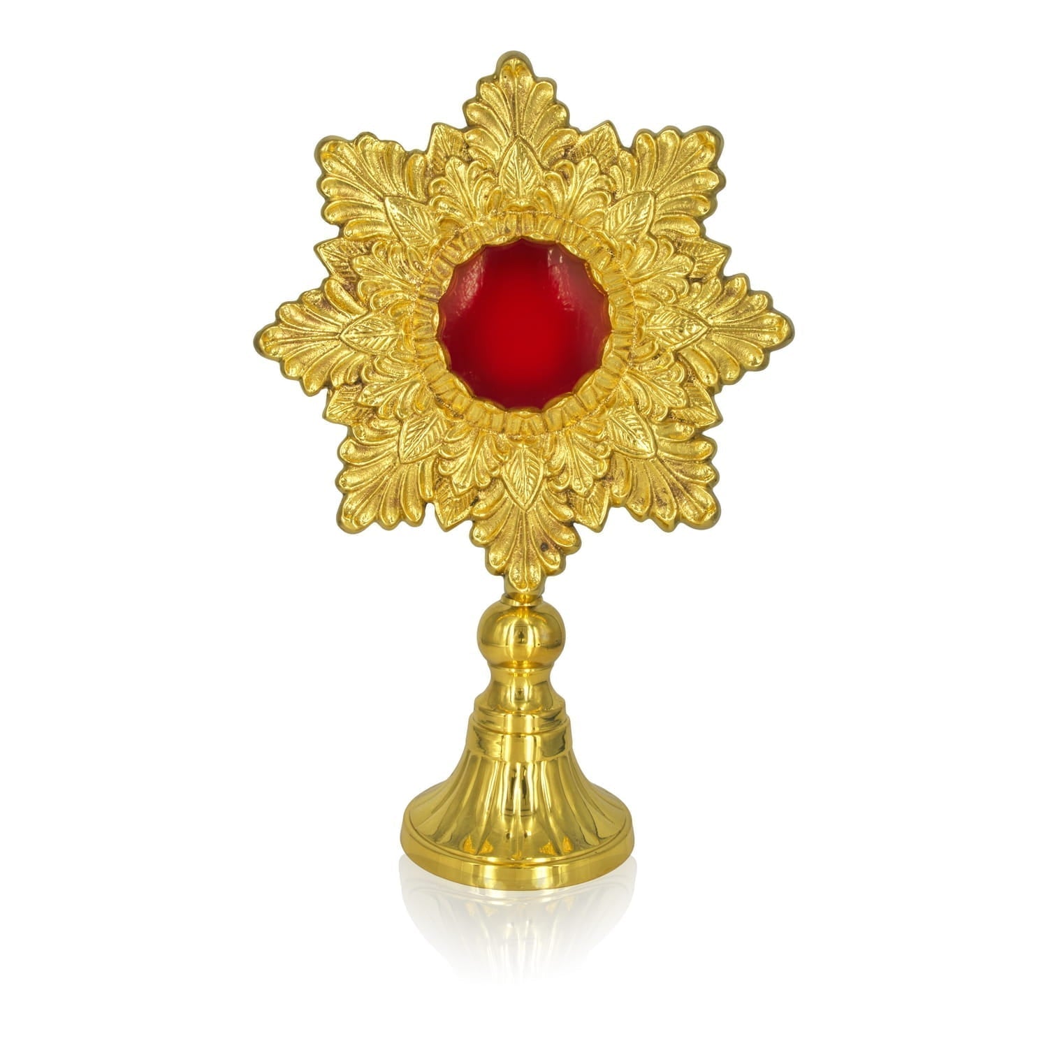 Relikwiarz Mosiężny z Florystycznymi Zdobieniami - Wysokość 30 cm - SZATYLITURGICZNE.PL