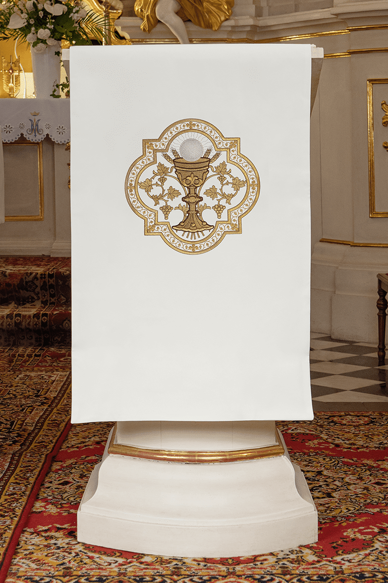 Serweta na Lektorium Ecru Haft Kielich i Hostia - Liturgiczna - SZATYLITURGICZNE.PL