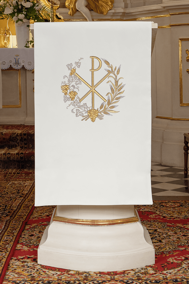 Serweta na Lektorium Ecru Haft PAX - Elegancka Dekoracja Liturgiczna - SZATYLITURGICZNE.PL