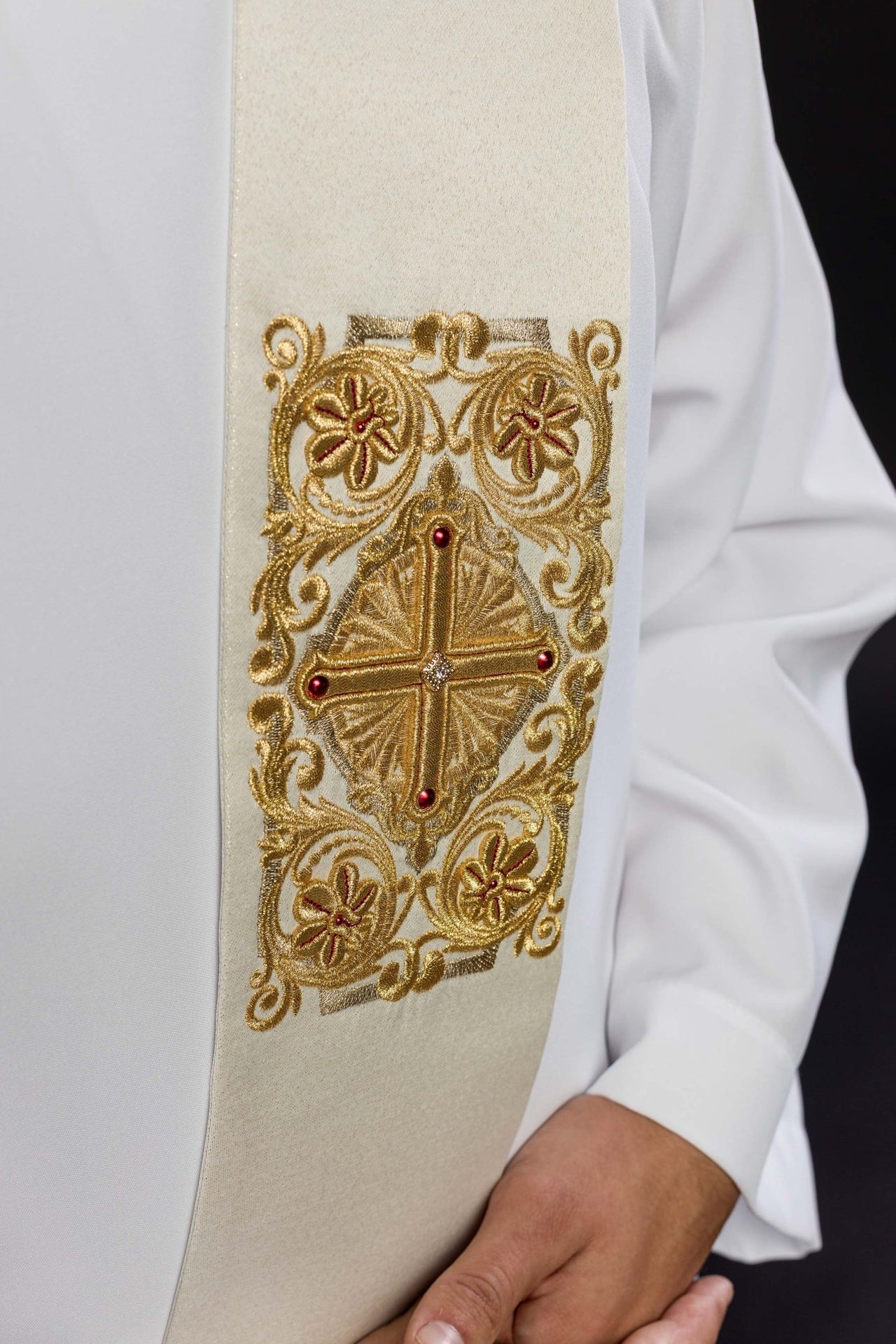 Stuła Diakońska Haftowana Krzyżem - Elegancka Liturgia LE/2210 - SZATYLITURGICZNE.PL