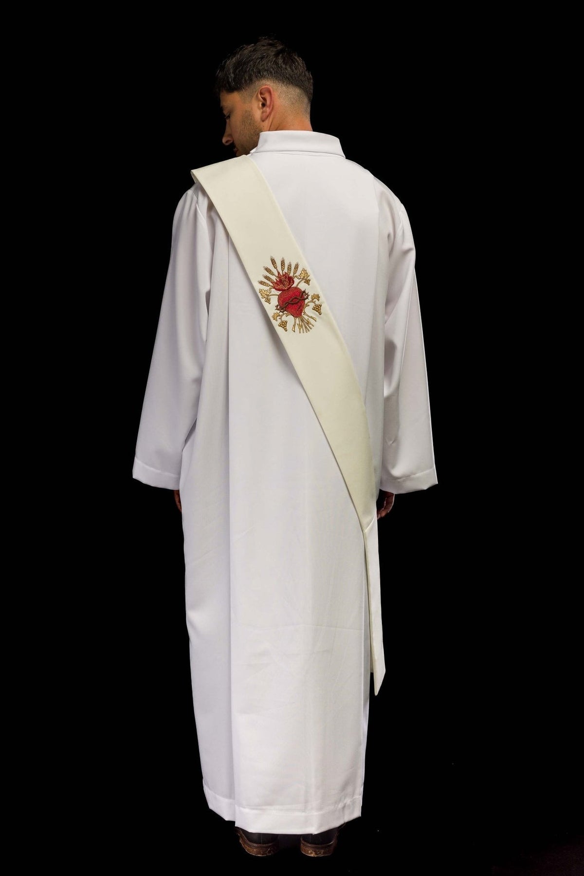 Stuła Diakońska Haftowana Serce Jezusa - Polska Produkcja - SZATYLITURGICZNE.PL