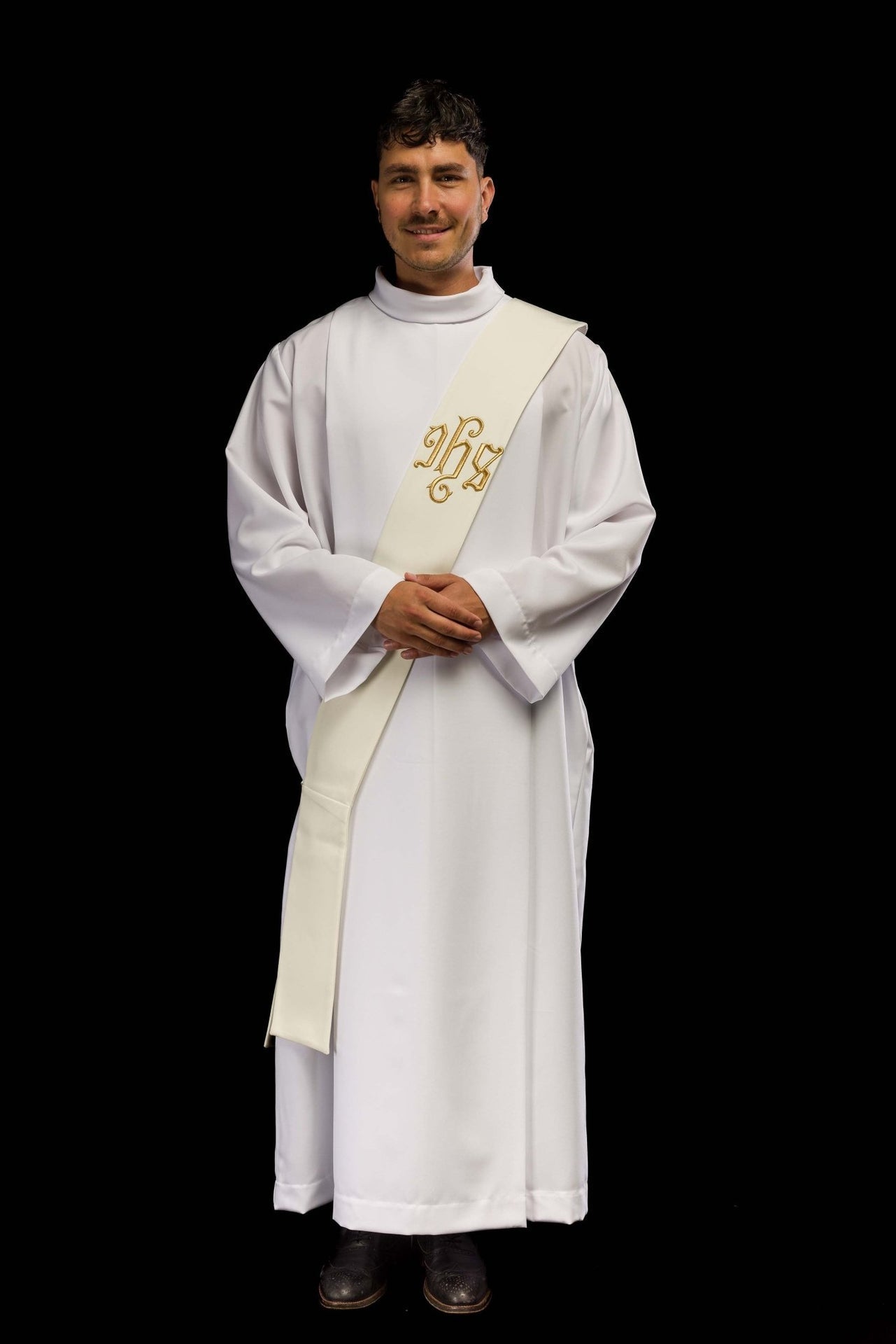 Stuła Diakońska IHS Haftowana - Elegancka Szata Liturgiczna - SZATYLITURGICZNE.PL