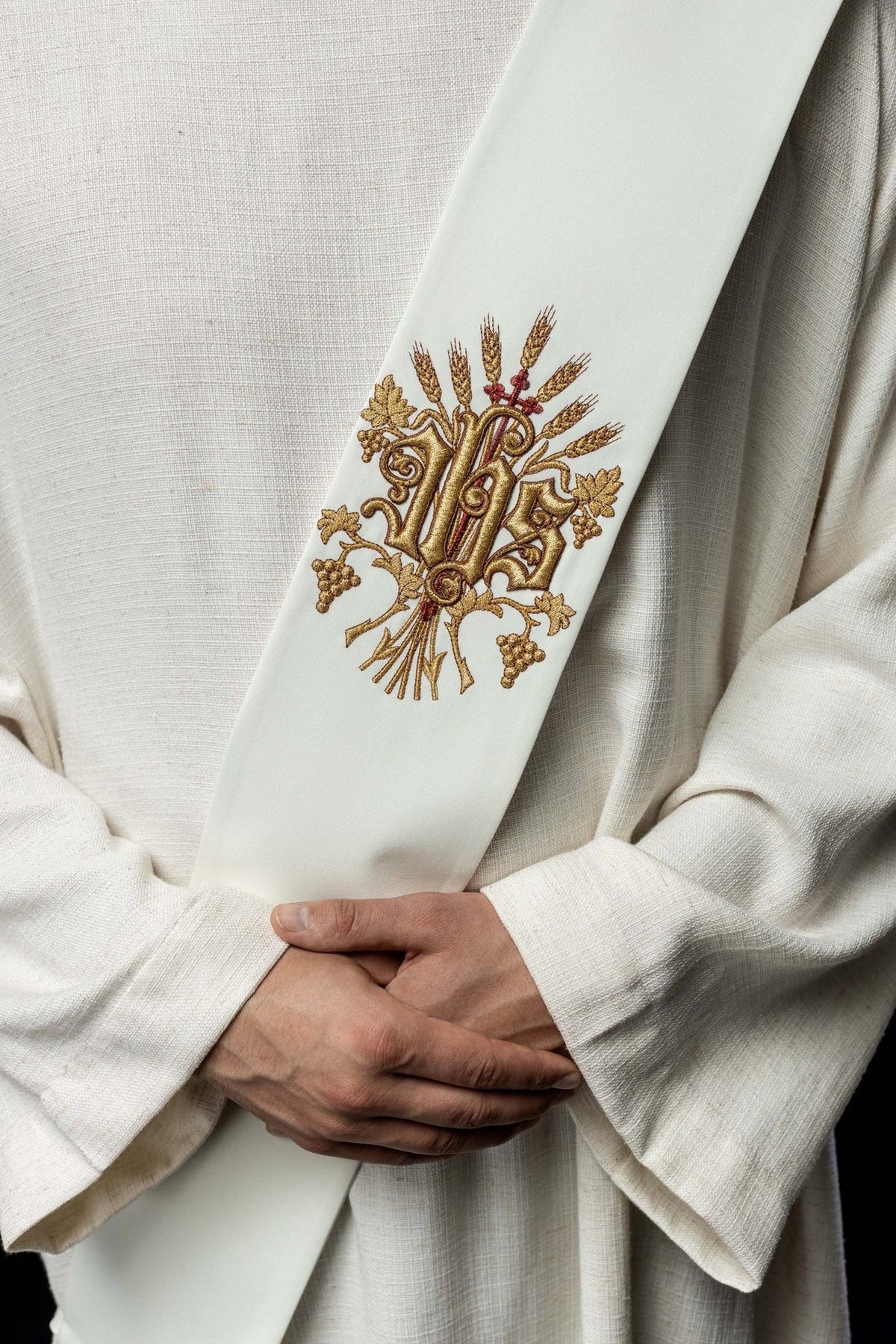 Stuła Diakońska IHS Krzyż Winogrona - Polska Produkcja - SZATYLITURGICZNE.PL
