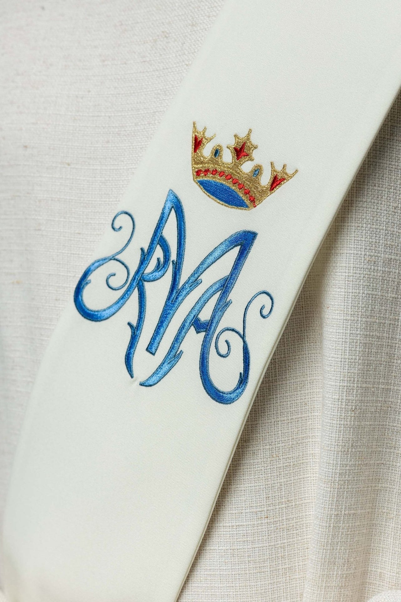 Stuła Diakońska Maryjna z Haftem - Elegancka Szata Liturgiczna - SZATYLITURGICZNE.PL
