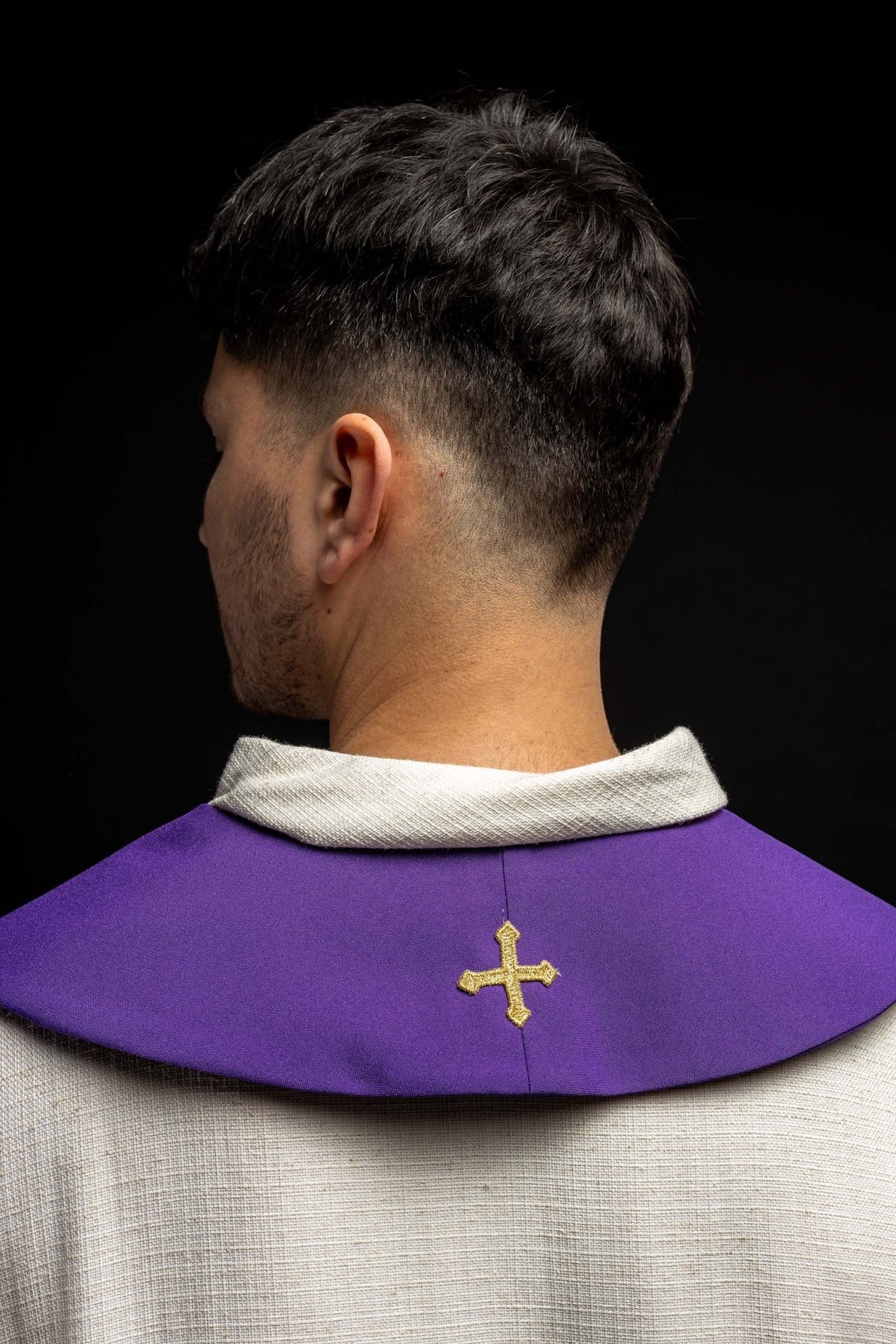 Stuła Dwustronna Liturgiczna Krzyż Jerozolimski - Fioletowo - Biała - SZATYLITURGICZNE.PL