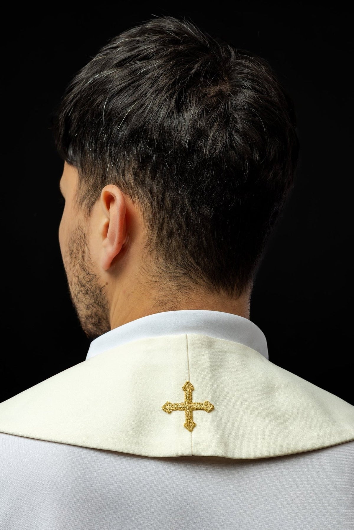 Stuła Kapłańska Ecru Haft Krzyż IHS Serce Jezusowe - SZATYLITURGICZNE.PL