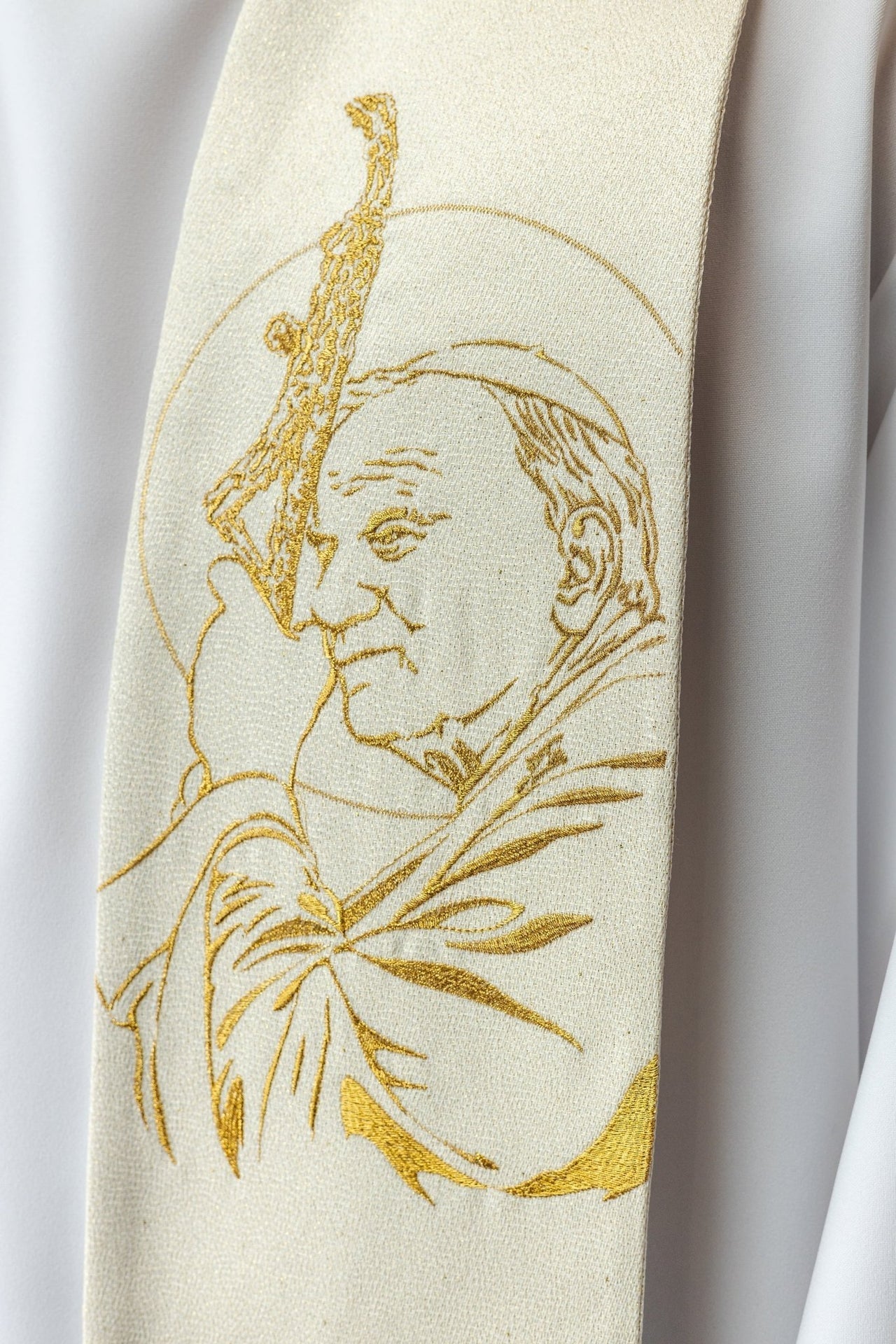 Stuła Kapłańska Haftowana Jan Paweł II - Polska Produkcja - SZATYLITURGICZNE.PL
