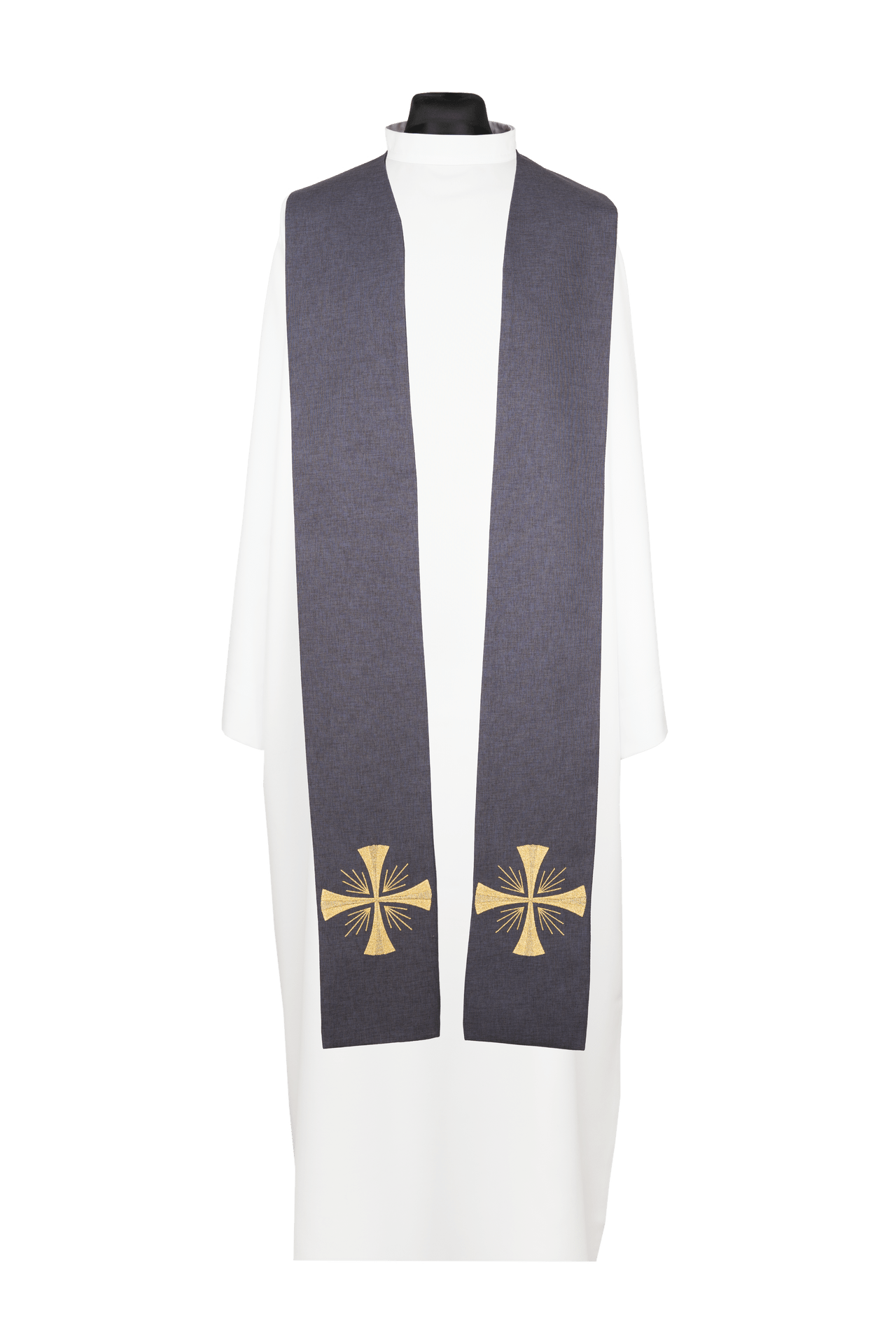 Stuła kapłańska haftowana Krzyż fioletowa - SZATYLITURGICZNE.PL